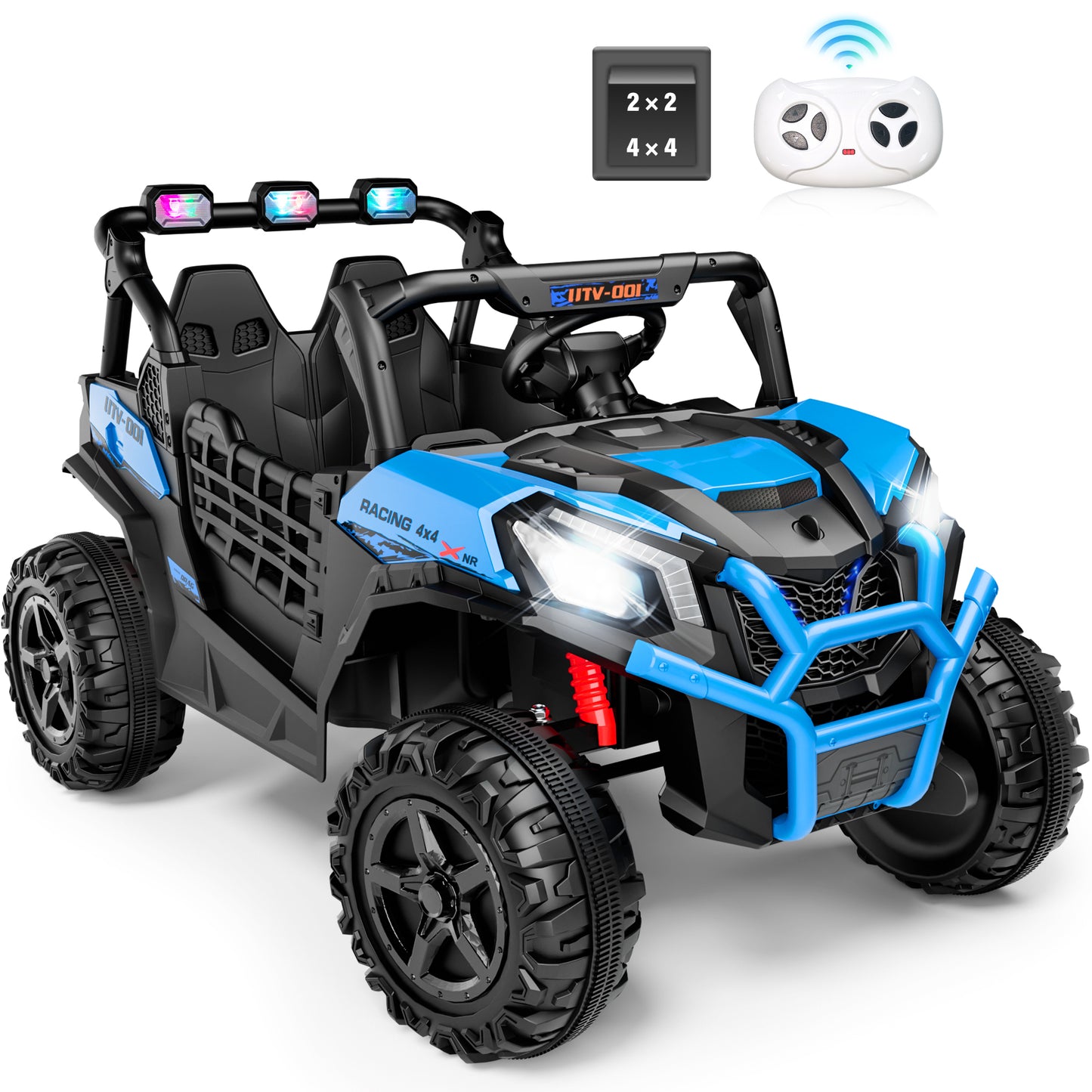 Funride 24 Volt Ride on Toys, 2 XL Seat Power Car Wheels, Electric Car for Kids, 4WD/2WD Switchable Ride ons with Remote Control for Boys Girls