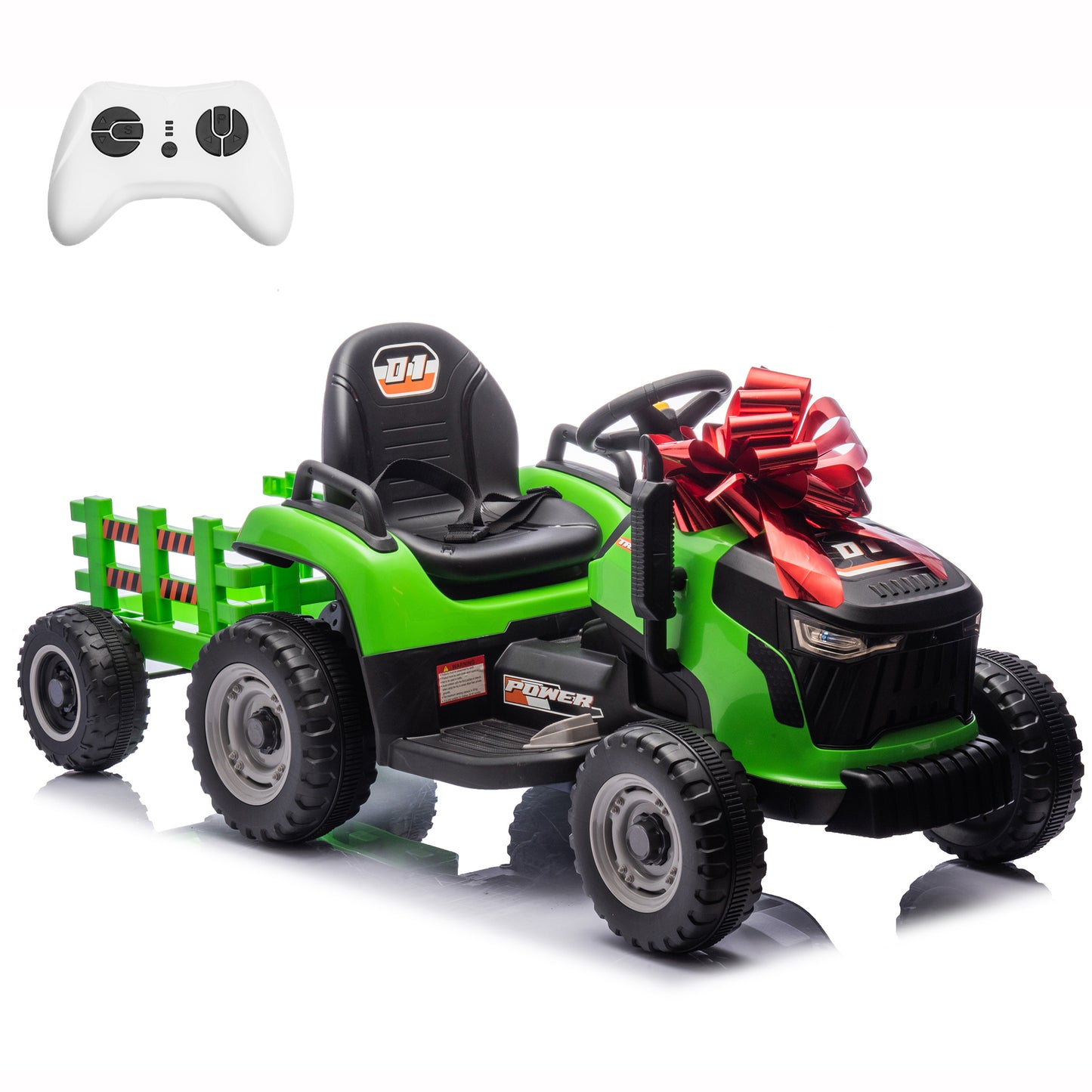 24 Volt Ride on Toys with Parental Remote, Kids Electric Ride On Tractor with Trailer, Big Farm Toys Car for Toddlers