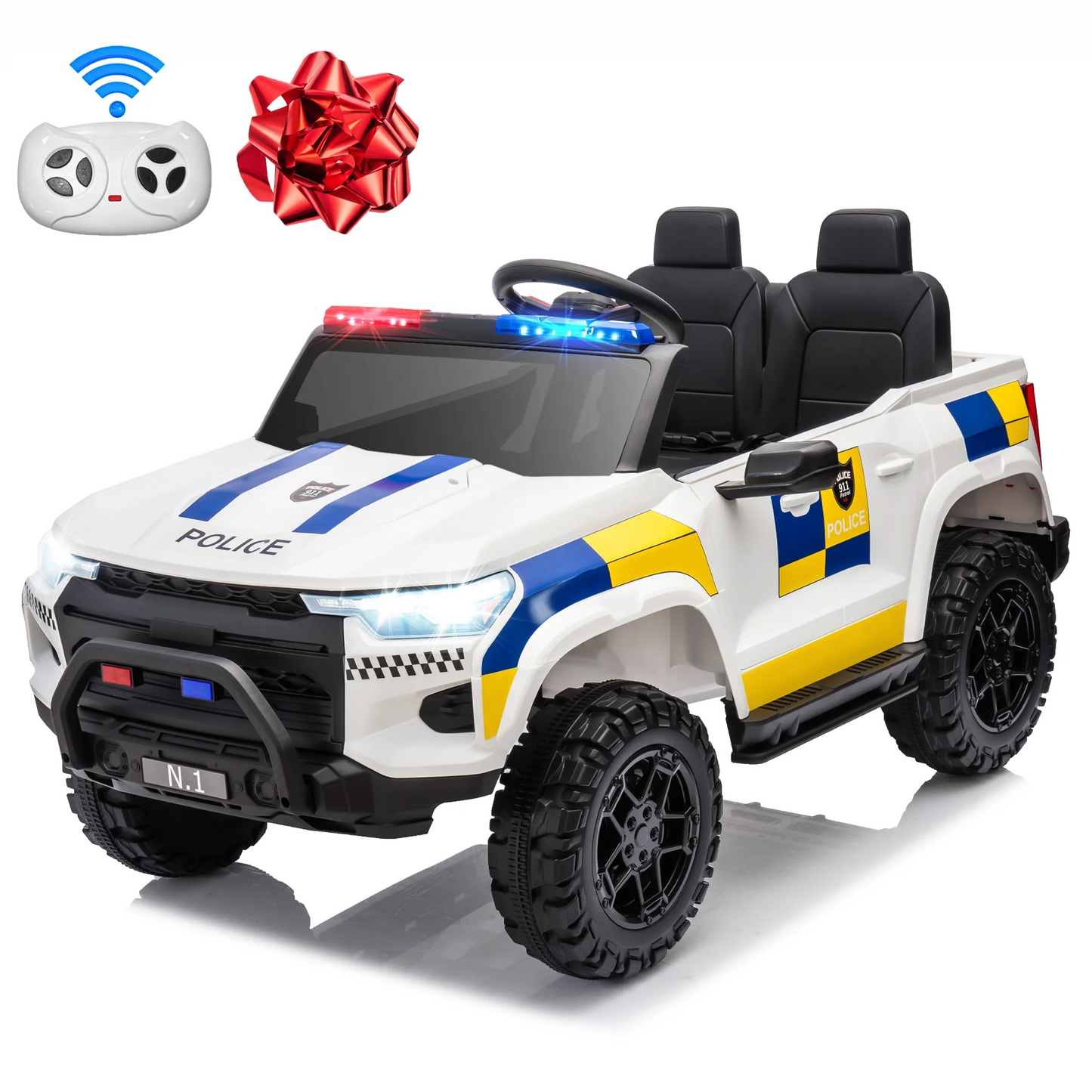 24V Kids Ride on Car Truck with Remote, 2 Seater Battery Powered Vehicle Rides Toys, White-N0427