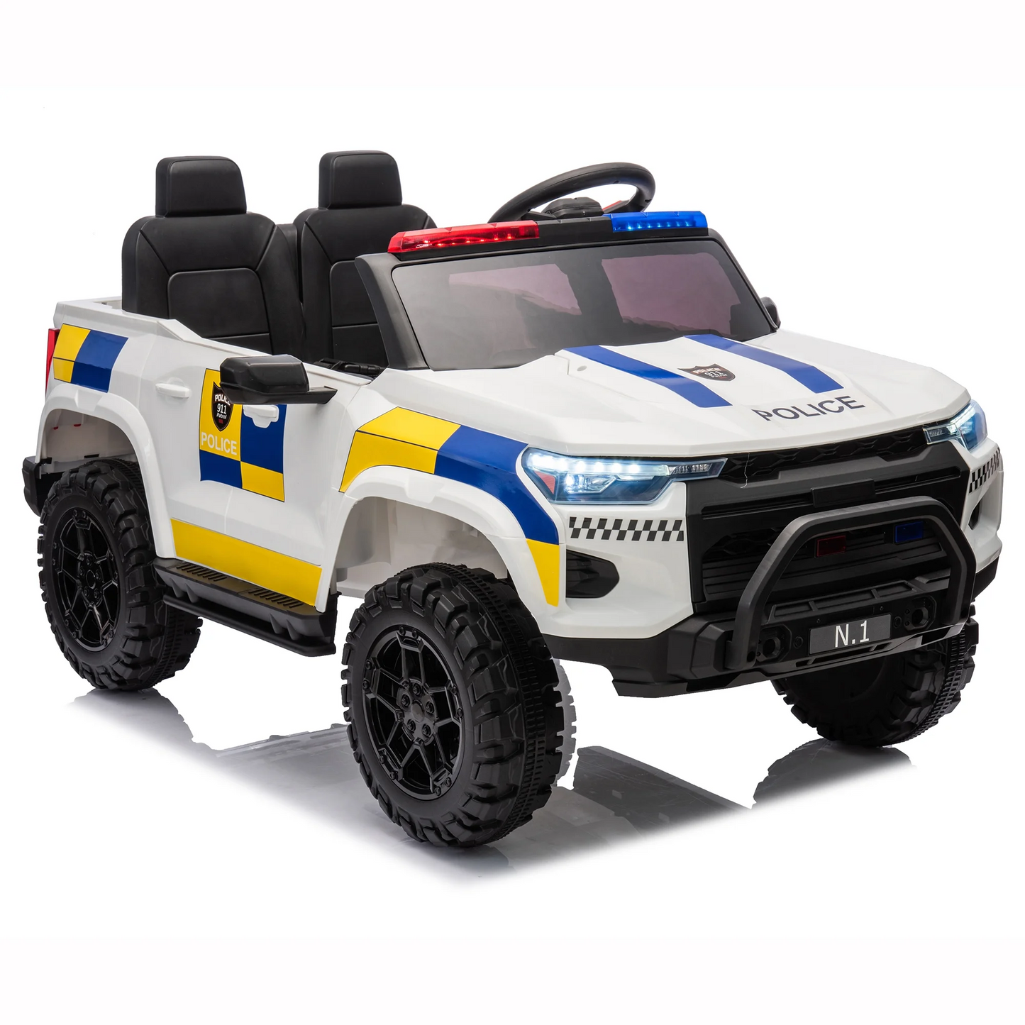 24V Kids Ride on Car Truck with Remote, 2 Seater Battery Powered Vehicle Rides Toys, White-N0427