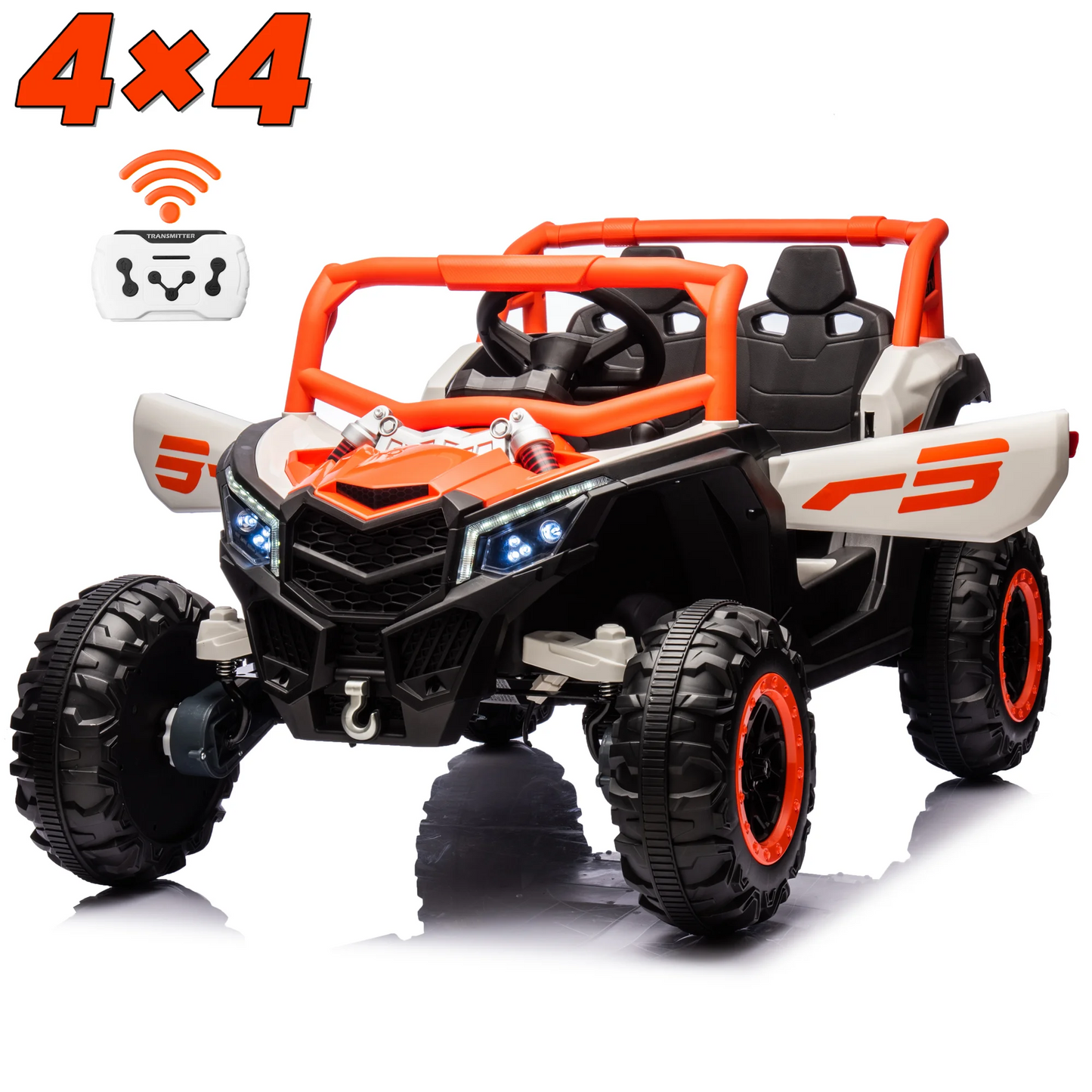 Funride 24 Volt Ride on Toys, 2 Seater Power UTV Wheels with Remote, Toddler Gift with 4x200W Motor, Bluetooth, Black