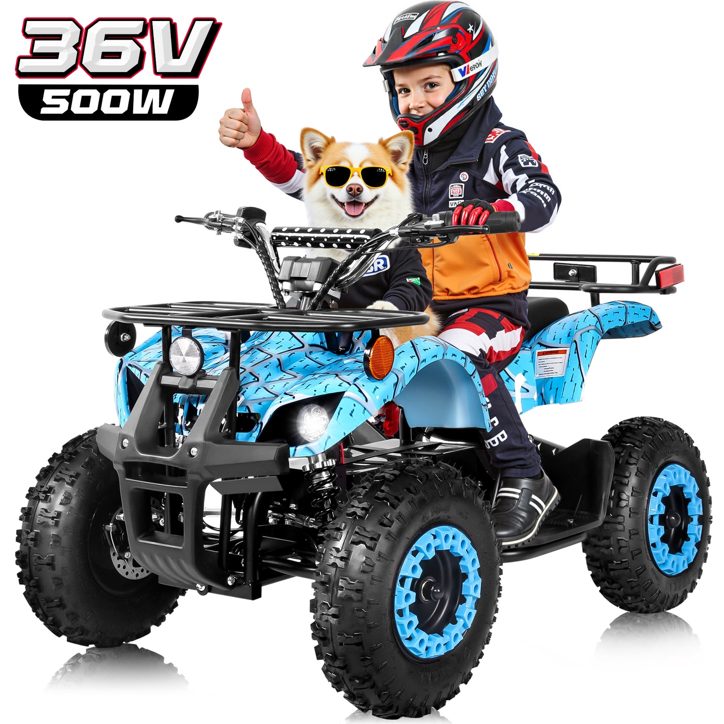 36 Volt Ride on Toys for Big Kids, Electric 4 Wheeler, Power Car Wheels with 500w Motor, Speed Control, Metal Frame, Suspension, Black