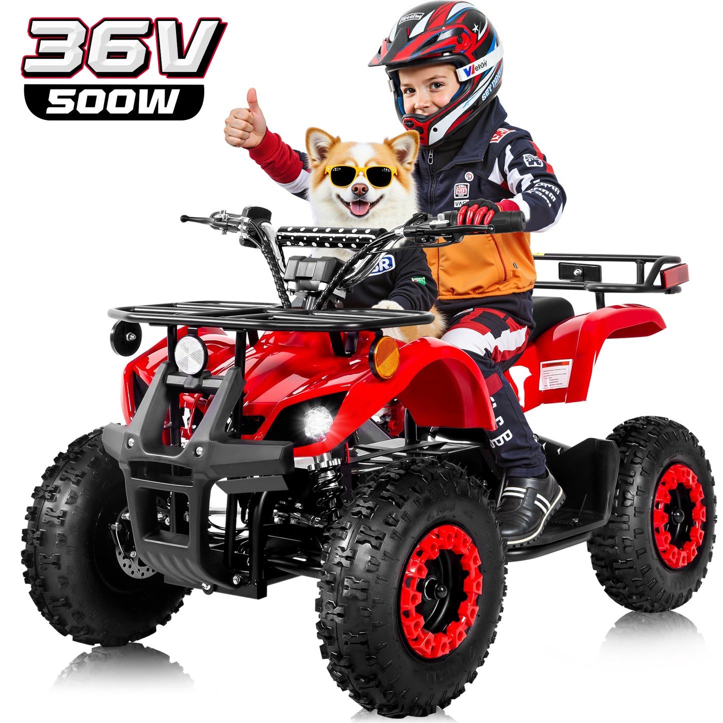 36 Volt Ride on Toys for Big Kids, Electric 4 Wheeler, Power Car Wheels with 500w Motor, Speed Control, Metal Frame, Suspension, Black