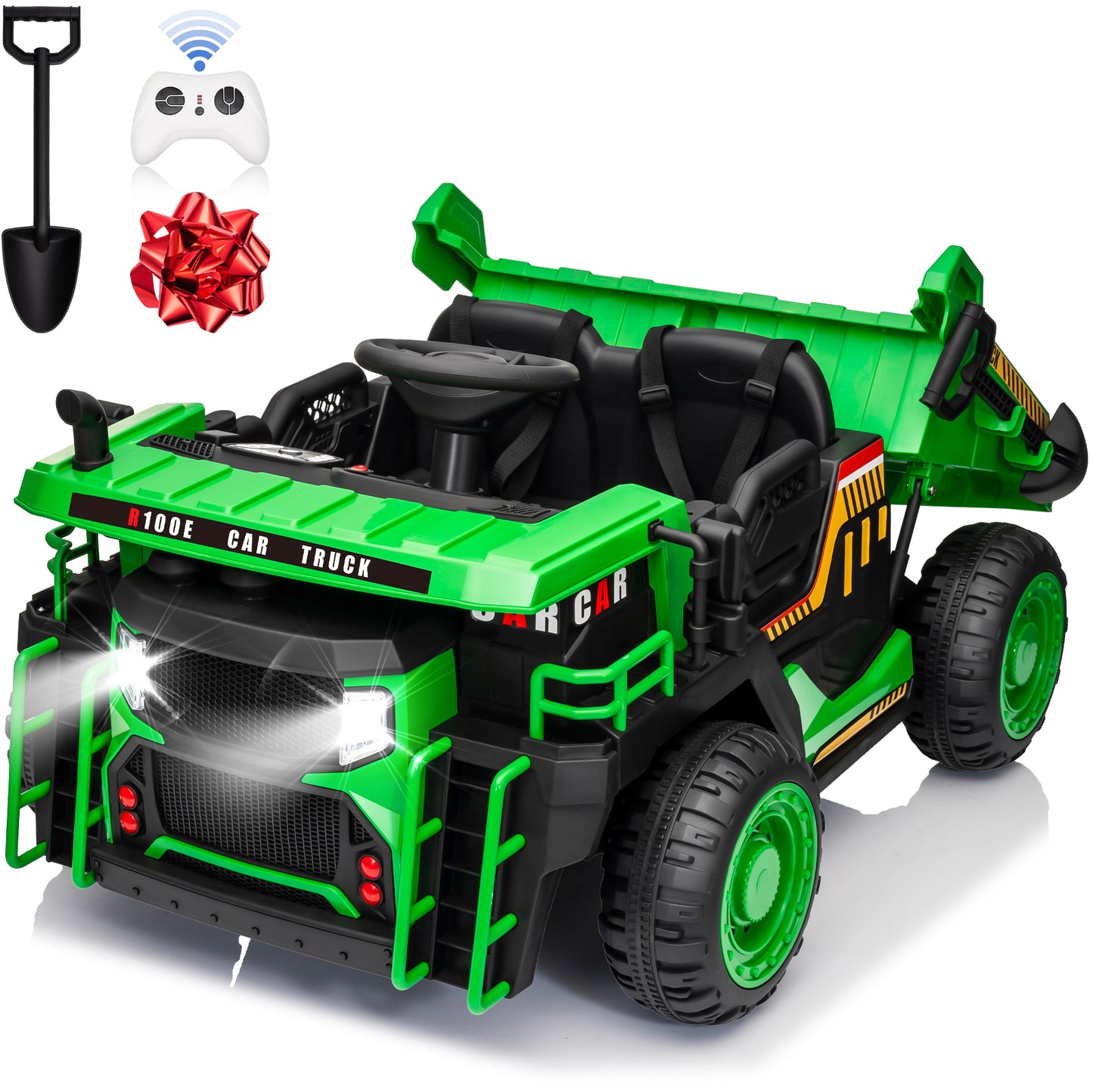 24 Volt Ride on Toys w/ Remote Control, 2*200W Strong Motor, Electric Powered Ride on Dump Truck with Shovel, 3 Speeds, LED Lights, MP3/USB Music-305-2