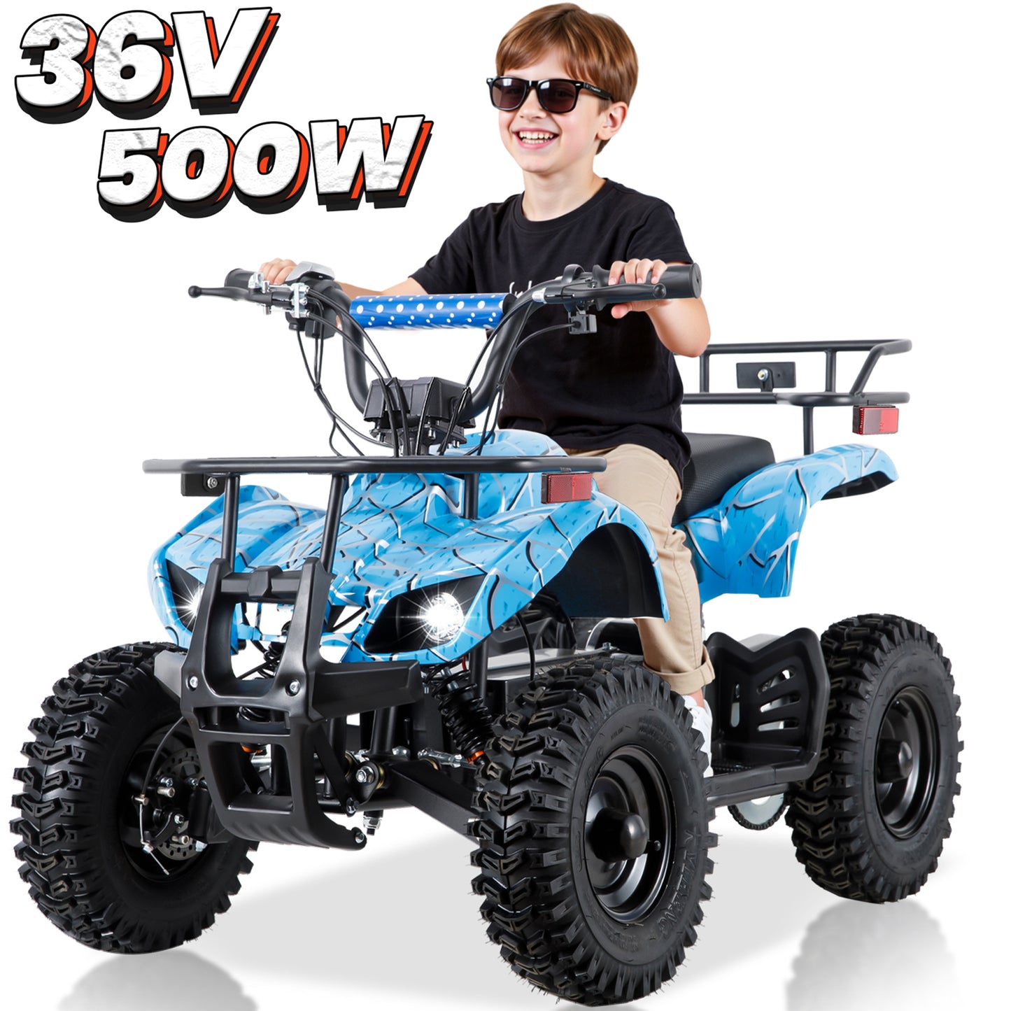 36V ATV 4 Wheeler 500W Electric Dirt Quad, Red Pineapple