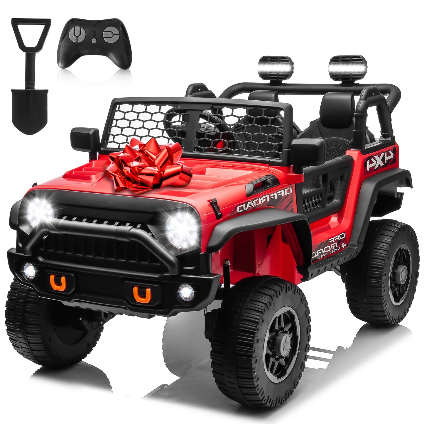 24 Volt Ride on Toys Ride on Truck Car with Remote Control, 2 Seater 400W Kids Powered Ride ons Spring Suspension, 3 Speed, Bluetooth Music, Green,Black,Red,Pink,white-8802