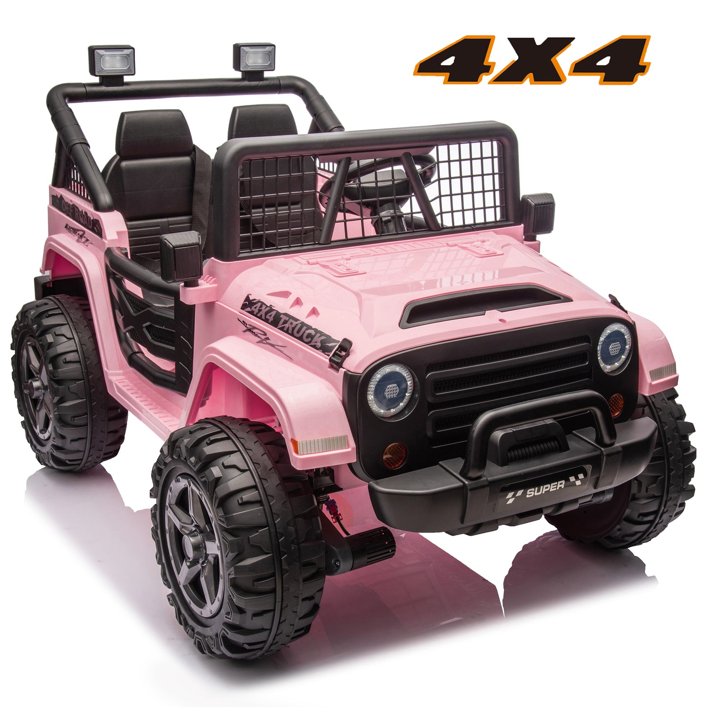 4WD 24V Kids Ride on Car Truck with Remote, 2 Seater Battery Powered Vehicle Rides Toys
