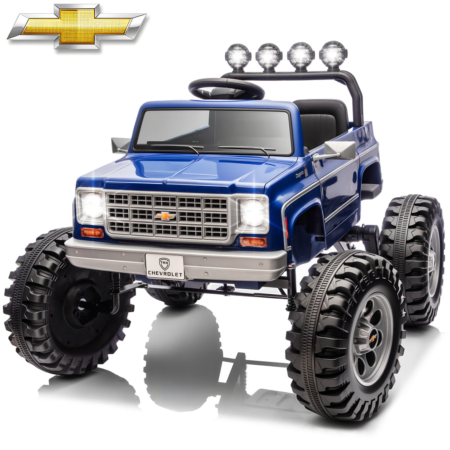 4WD Chevrolet Cheyenne 24 Volt Ride on Toys, Funride 2 Seater Electric Car for Toddler, Power Car Wheels with Remote, Bluetooth, USB, LED Lights, Gray