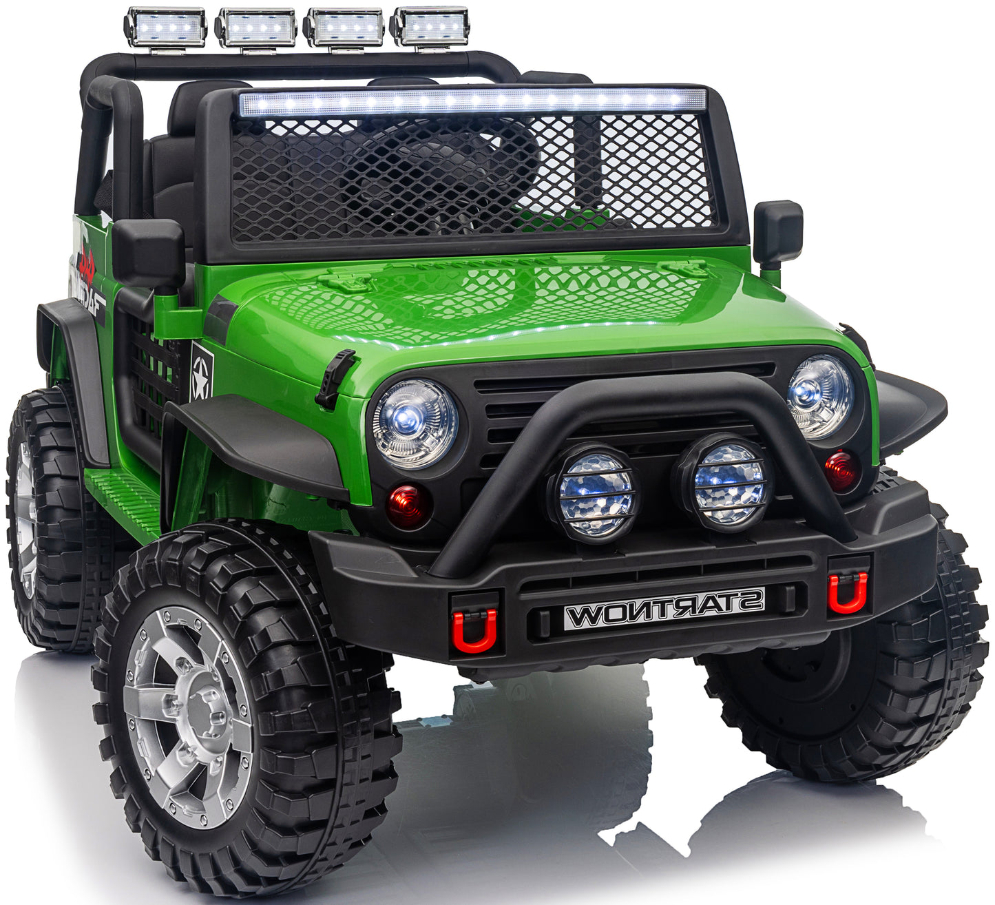 Funride 24V 4x4 Kids Ride on Truck w/ Remote Control, 2 Seater Ride on Toys Car with 4 Wheels Spring Suspension, 3 Speeds, Bluetooth Music for Boys Girls, Rose Pink