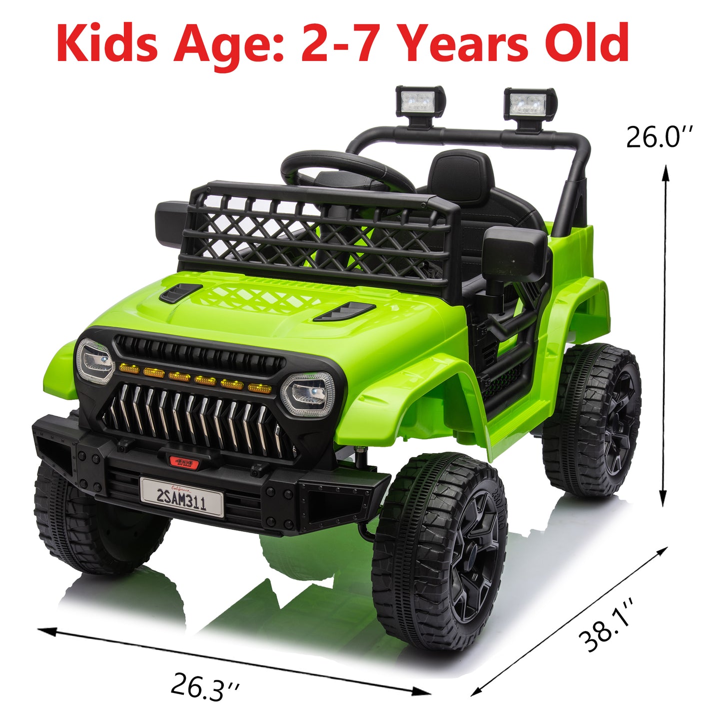 Kids Toys 12V Electric Ride on Truck Car w/ Parent Remote Control, Music, LED Lights