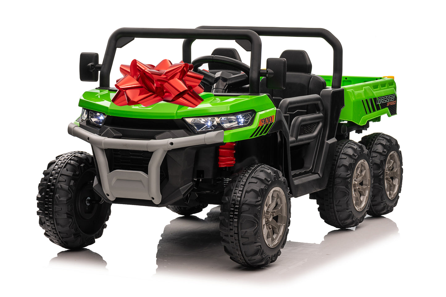 24V Ride on Toys UTV with Remote Control, 4WD 2 Seater Electric Cars for kids,Kids Ride on Dump truck w/ Tipping Bucket Trailer, Shovel, Spring Suspension, Bluetooth Music, Pink/red/black/green-623B