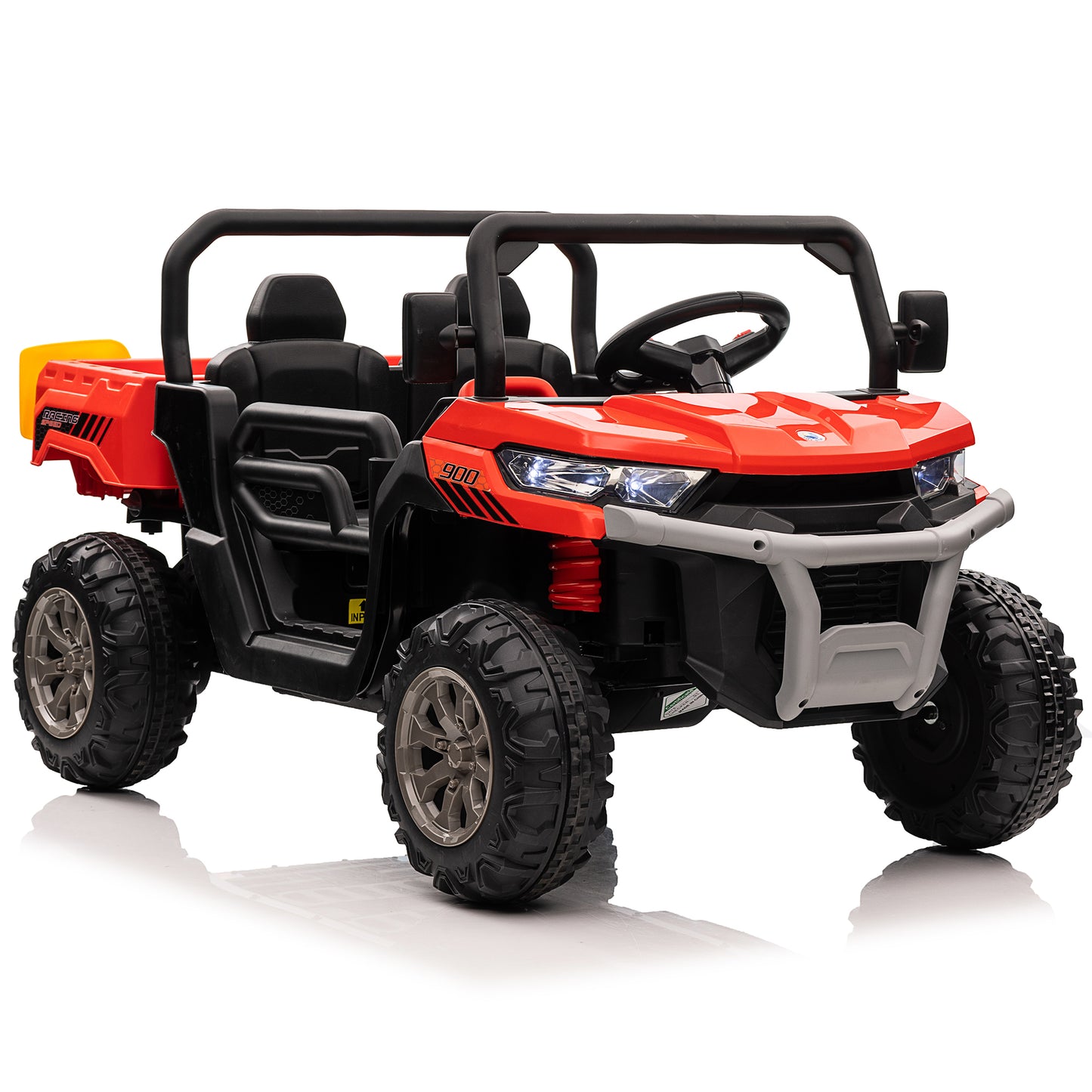 24V Ride on Dump Truck with Remote Control, 4WD Electric Car for Big Kids, 2 Seater 4*200W Motor Ride on Toy, Shovel, Music, Kids Gift, Pink,Red,Green,Black-623(4WD)