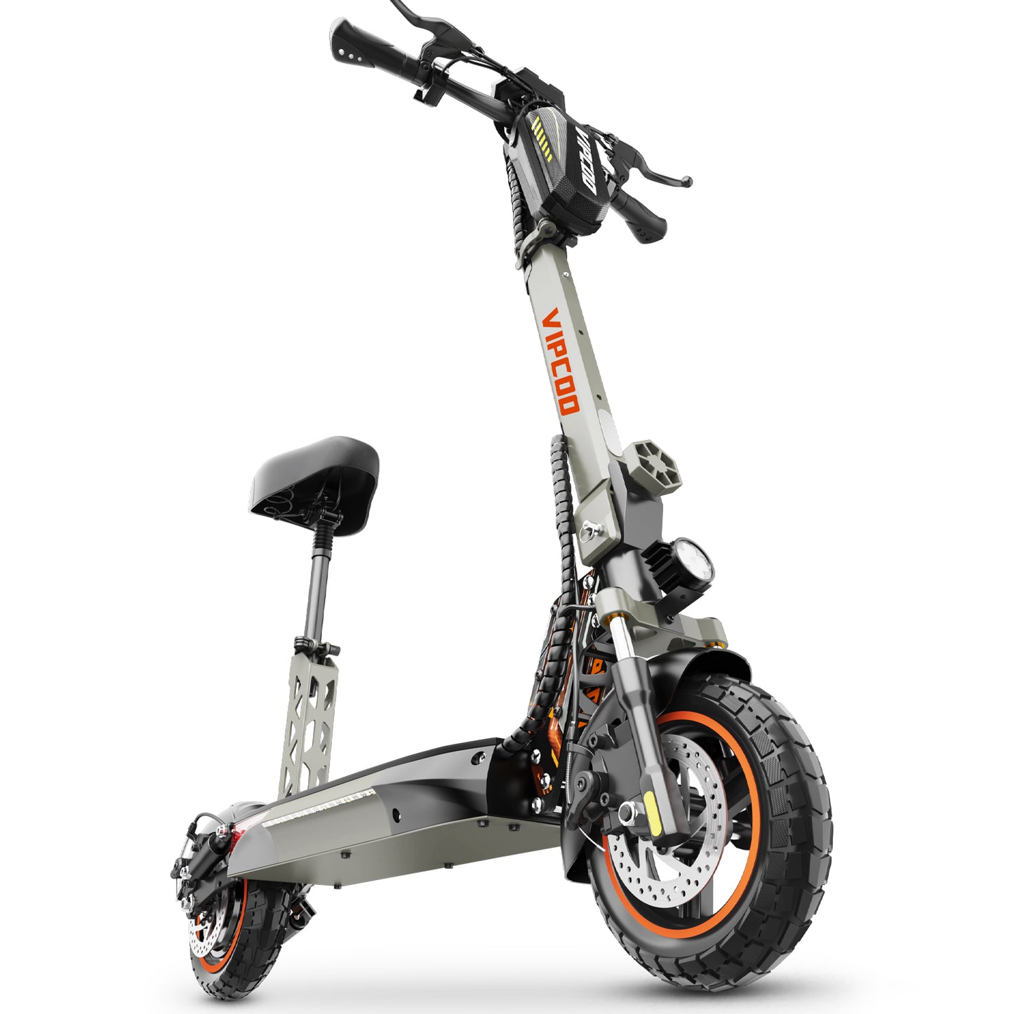 Funride Adult Electric Scooter with Seat, 700W Motor, Dual Suspension & Brakes, 28 MPH, 19 Miles, Foldable Commuter Scooter with Bag, Wide Deck