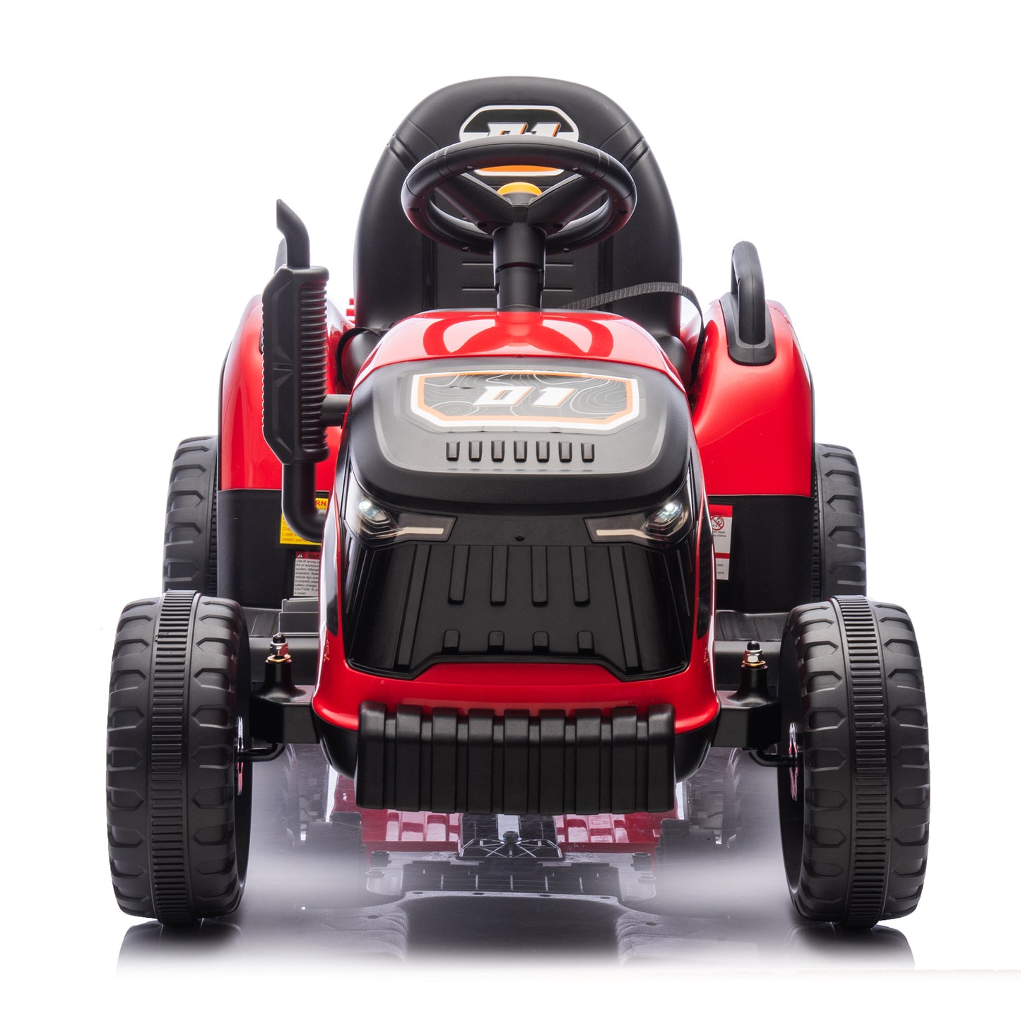 24V Kids Ride on Tractor with Remote Control, Dual Motors Electric Battery Powered Motorized Vehicle w/ Trailer, Bluetooth Music, Outdoor Toys, Red030