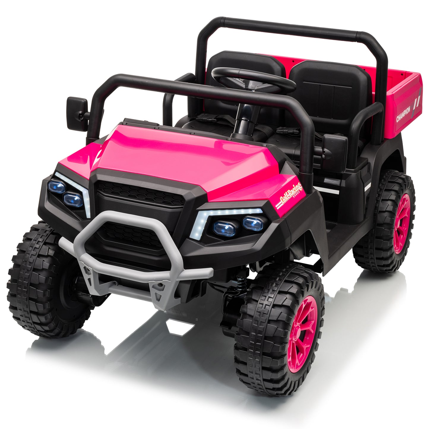 Funride 4WD 24 Volts Ride on Toys Truck with Parental Remote, 800W Motor 7AH Battery Powered Electric Vehicle for Kids, Outdoor Toys Gift, Black,Pink,Green,Red-650D