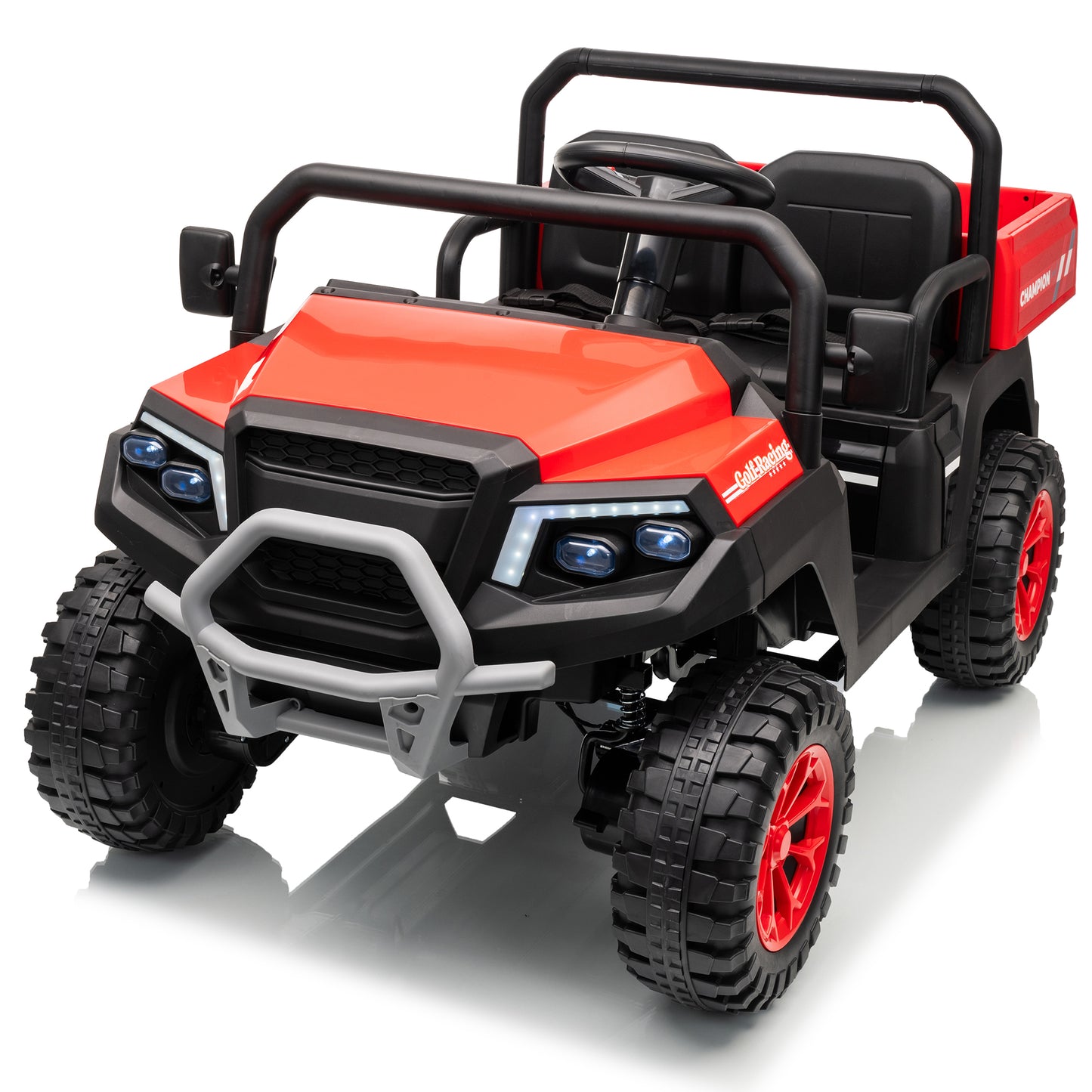 Funride 4WD 24 Volts Ride on Toys Truck with Parental Remote, 800W Motor 7AH Battery Powered Electric Vehicle for Kids, Outdoor Toys Gift, Black,Pink,Green,Red-650D