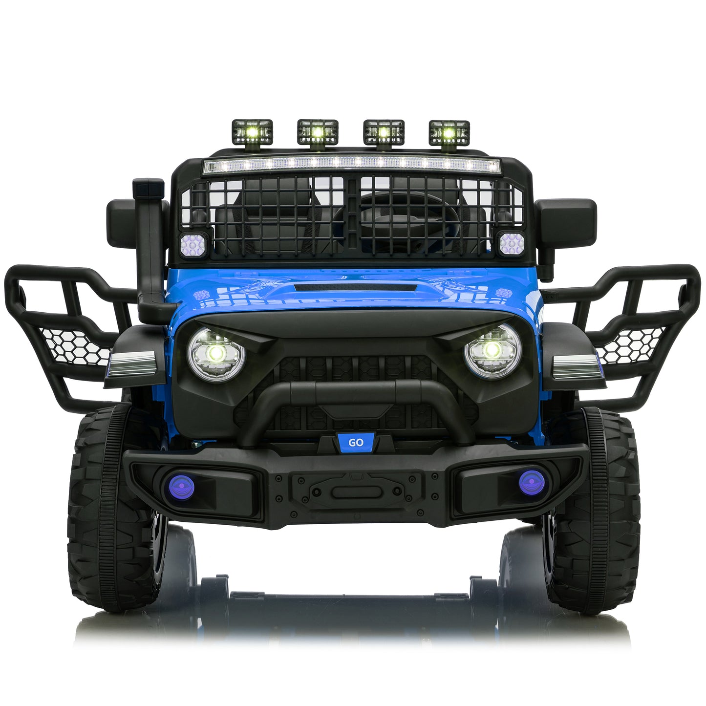 4WD 24 Volt Ride on Toys, Joyracer Electric Truck for Kids, 2 Seater Power Car Wheels with Remote, Bluetooth Music, USB, LED Lights, Black