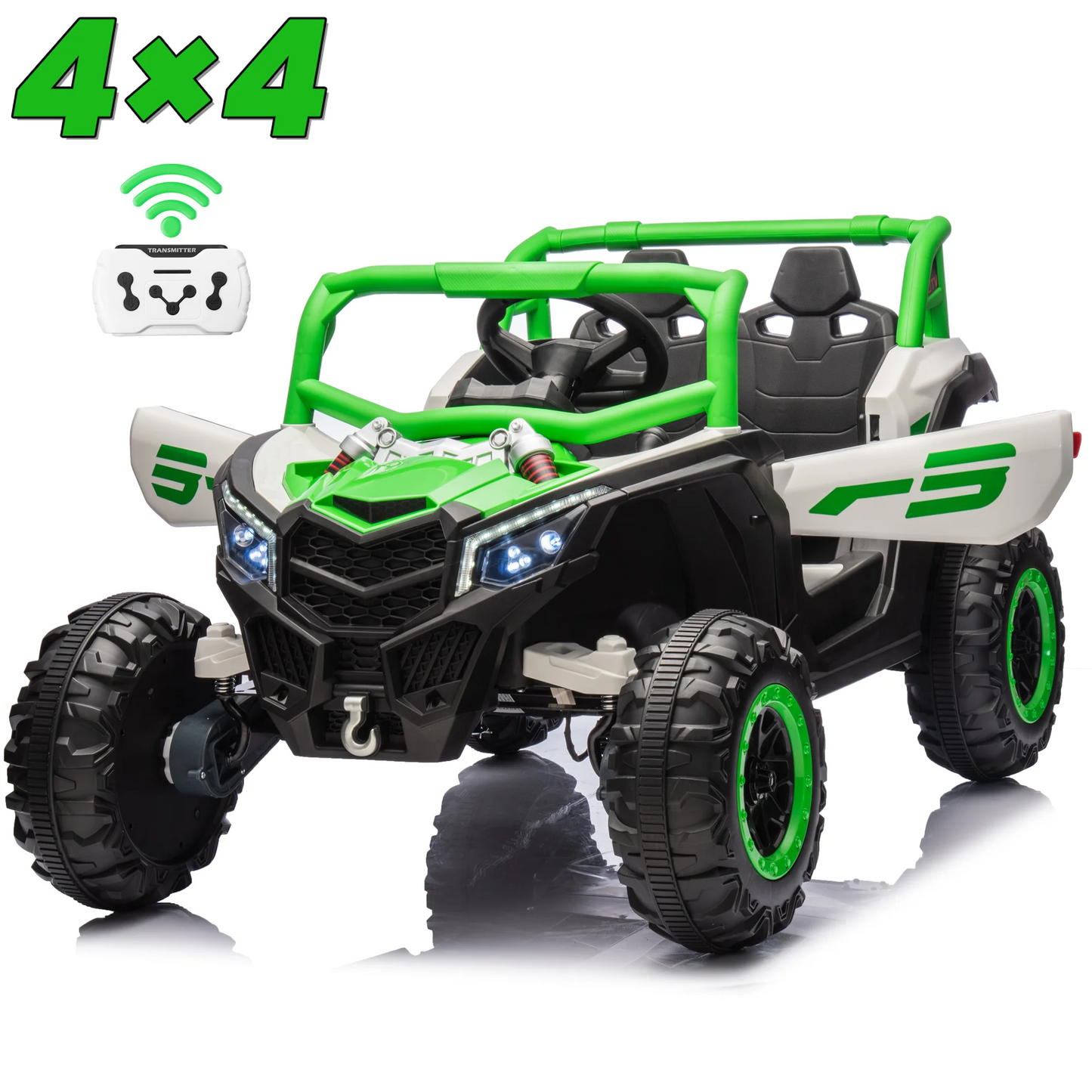 Funride 24 Volt Ride on Toys, 2 Seater Power UTV Wheels with Remote, Toddler Gift with 4x200W Motor, Bluetooth, Black