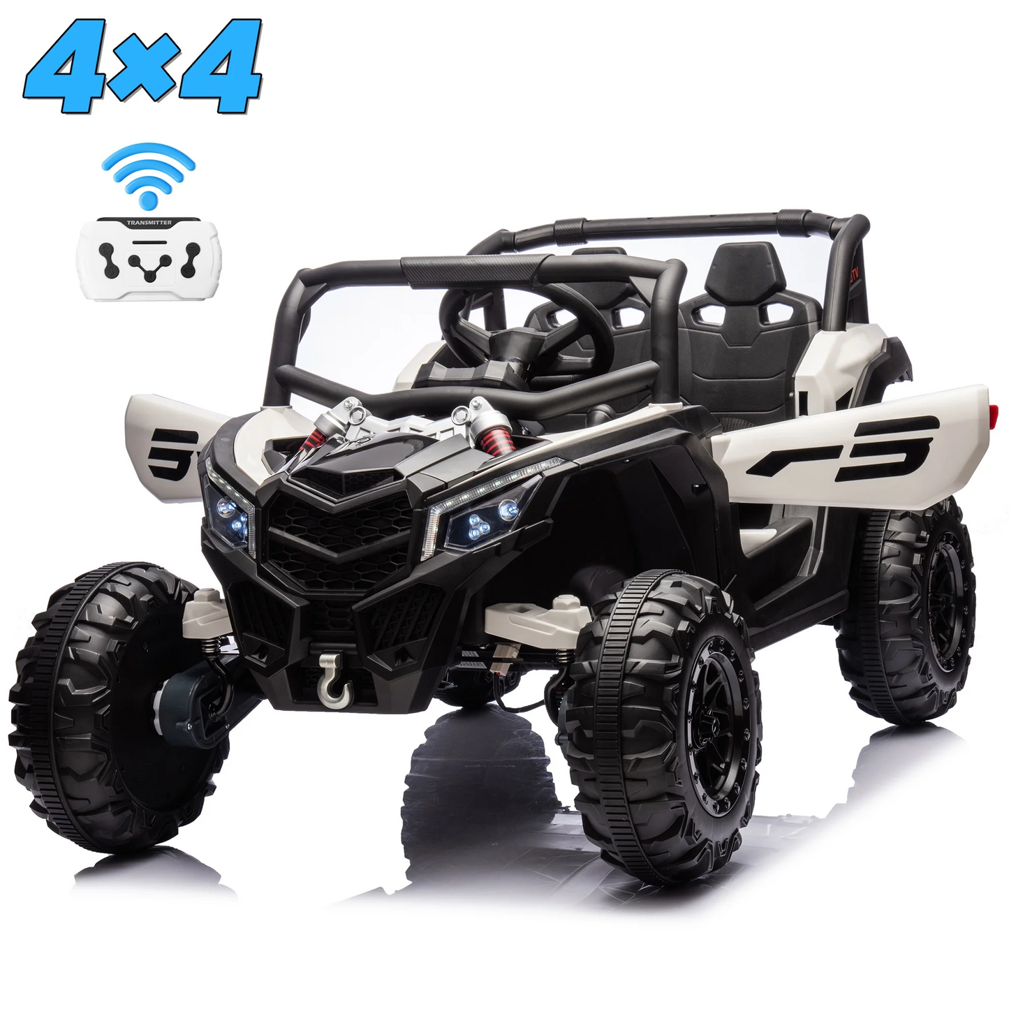 Funride 24 Volt Ride on Toys, 2 Seater Power UTV Wheels with Remote, Toddler Gift with 4x200W Motor, Bluetooth, Black