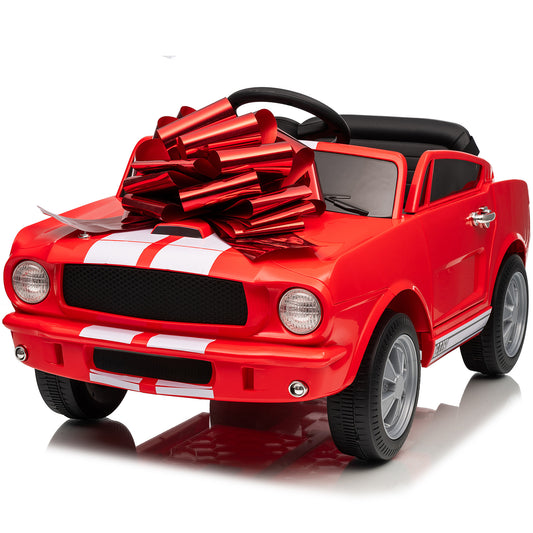 Funride Ride on Toys for Toddlers, 12 Volt Licensed Shelby GT350 Electric Cars with Remote, Toy Gift with USB, Bluetooth Music, Horn, LED Light, Red