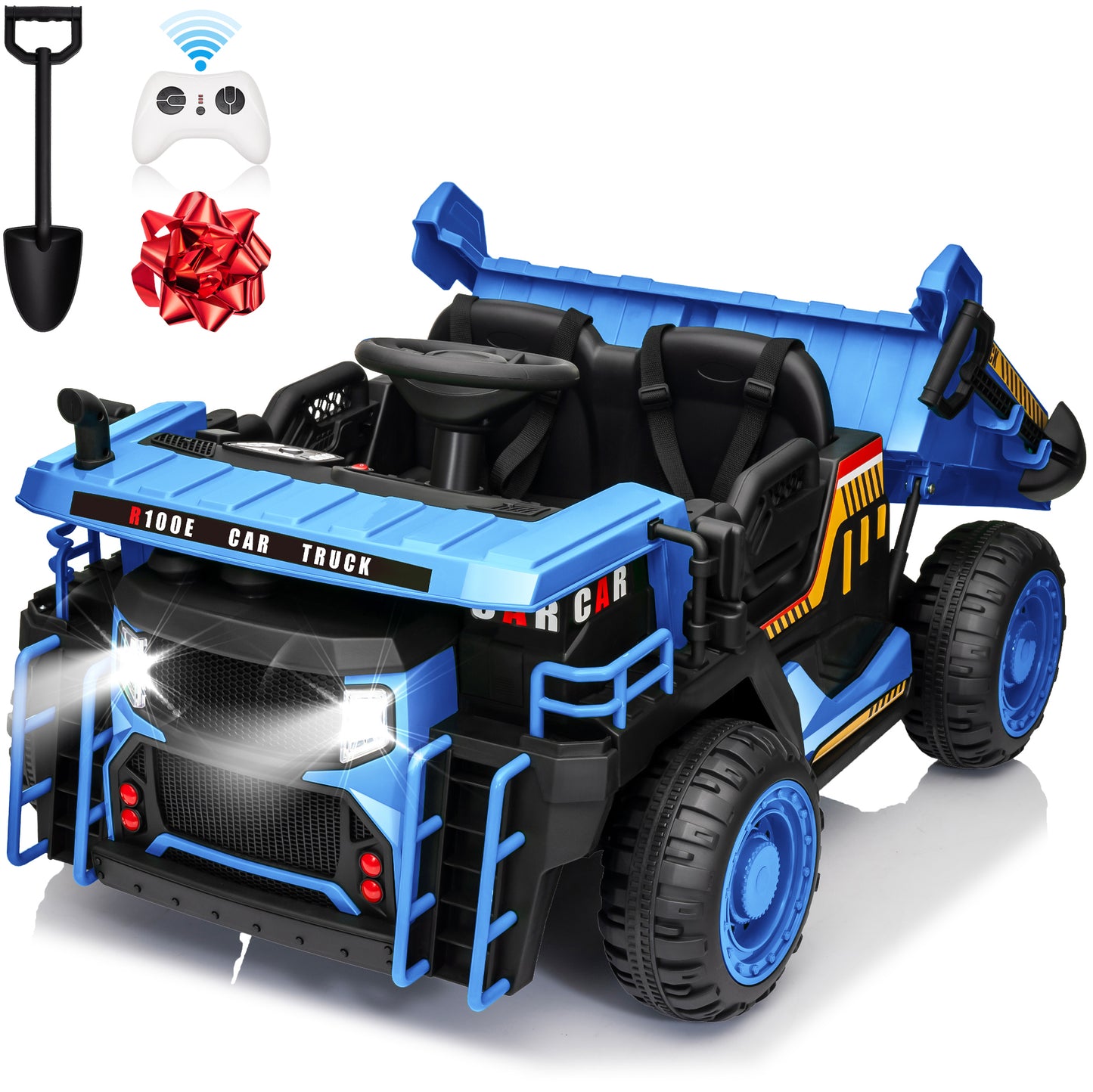 24 Volt Ride on Toys w/ Remote Control, 2*200W Strong Motor, Electric Powered Ride on Dump Truck with Shovel, 3 Speeds, LED Lights, MP3/USB Music-305-2