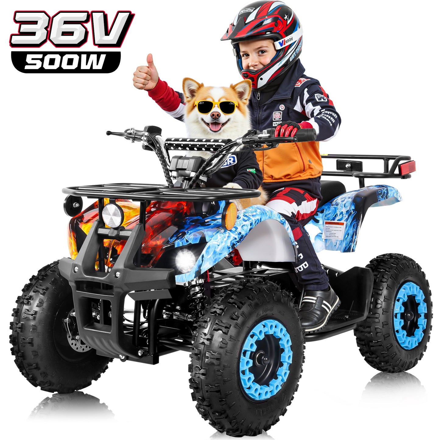 36 Volt Ride on Toys for Big Kids, Electric 4 Wheeler, Power Car Wheels with 500w Motor, Speed Control, Metal Frame, Suspension, Black