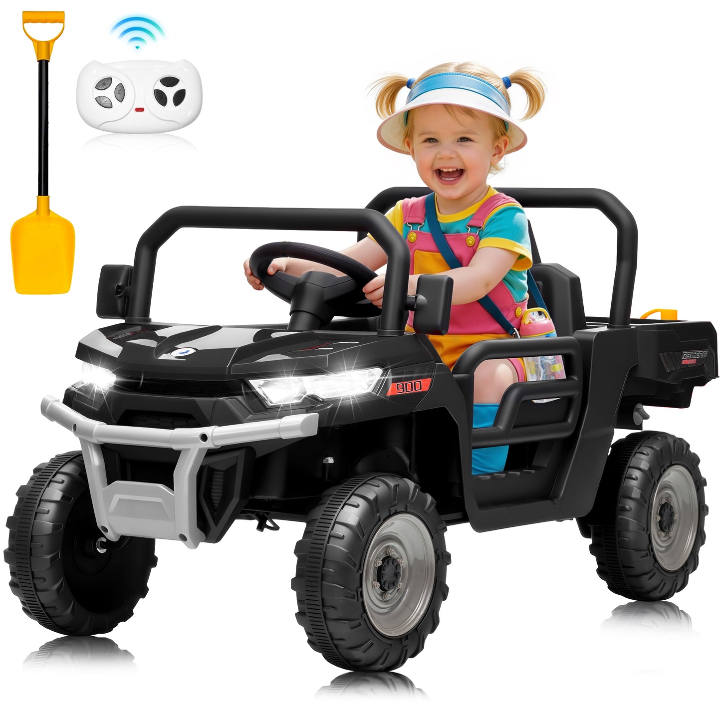 Funride 24 Volt Ride on Truck, Electric Car for Kids, Power Car Wheels with Remote, Bluetooth, LED Lights