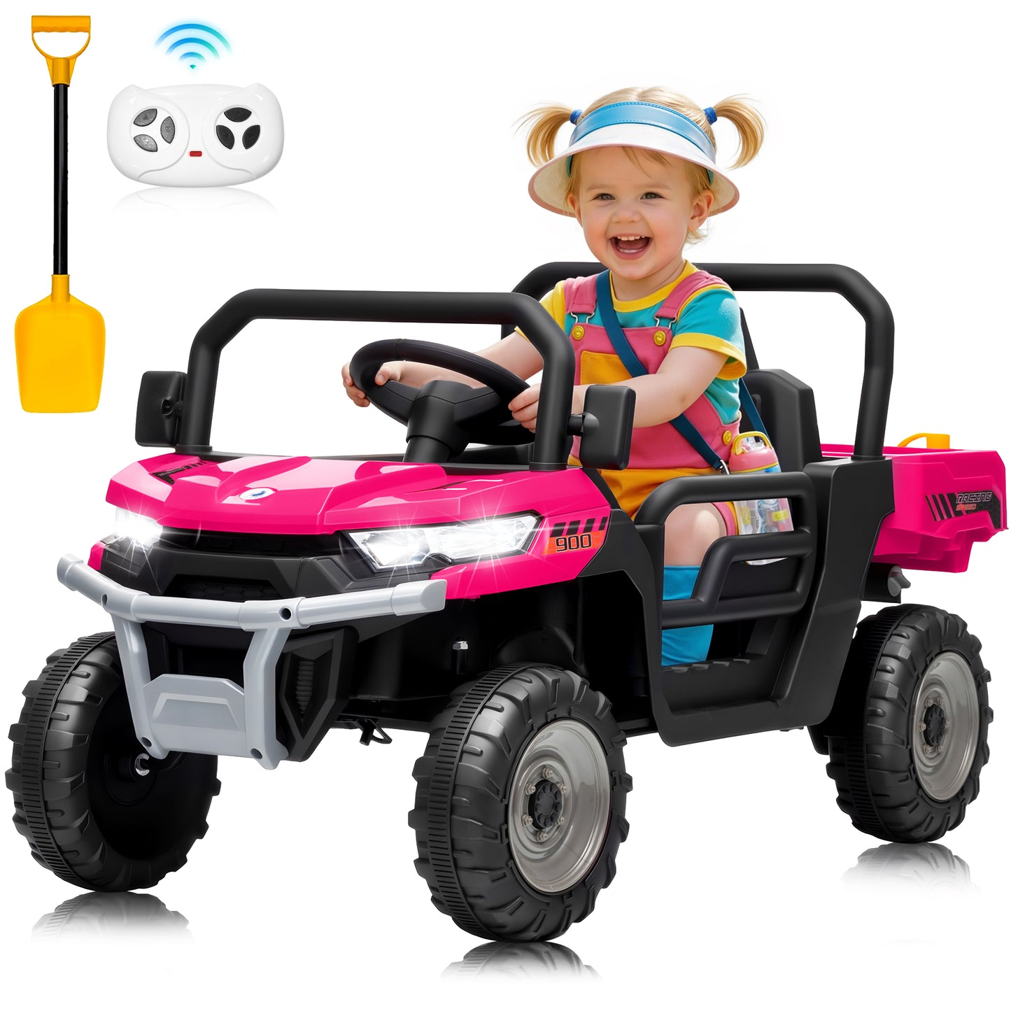 Funride 24 Volt Ride on Truck, Electric Car for Kids, Power Car Wheels with Remote, Bluetooth, LED Lights