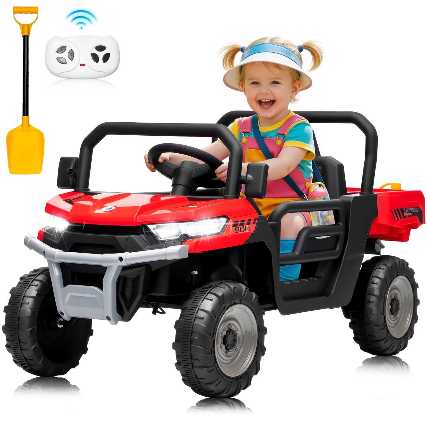 Funride 24 Volt Ride on Truck, Electric Car for Kids, Power Car Wheels with Remote, Bluetooth, LED Lights