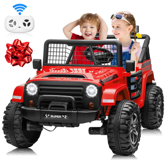 4WD 24V Kids Ride on Car Truck with Remote, 2 Seater Battery Powered Vehicle Rides Toys, Red