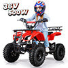 36V ATV 4 Wheeler 500W Electric Dirt Quad, Red Pineapple