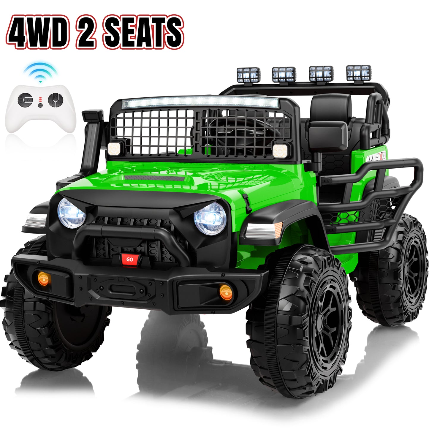 Funride 24V 4x4 Kids Ride on Truck w/ Remote Control, 2 Seater Ride on Toys Car with 4 Wheels Spring Suspension, 3 Speeds, Bluetooth Music for Boys Girls, Rose Pink