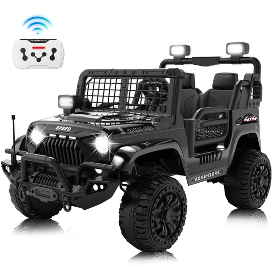 FUNRIDE 4WD 24V 2 Seater Ride On Toys with Remote Control, Kids Ride on Truck Car 800W Moter Power 4-Wheeler Suspension, 3 Speeds, Bluetooth Music, Rose Pink,Black,Pink Red,Blue-1202