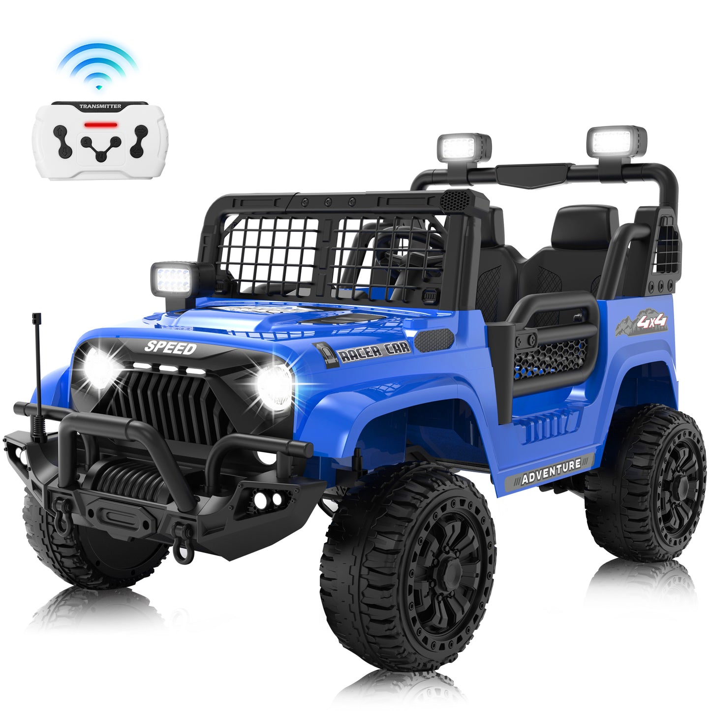 FUNRIDE 4WD 24V 2 Seater Ride On Toys with Remote Control, Kids Ride on Truck Car 800W Moter Power 4-Wheeler Suspension, 3 Speeds, Bluetooth Music, Rose Pink,Black,Pink Red,Blue-1202