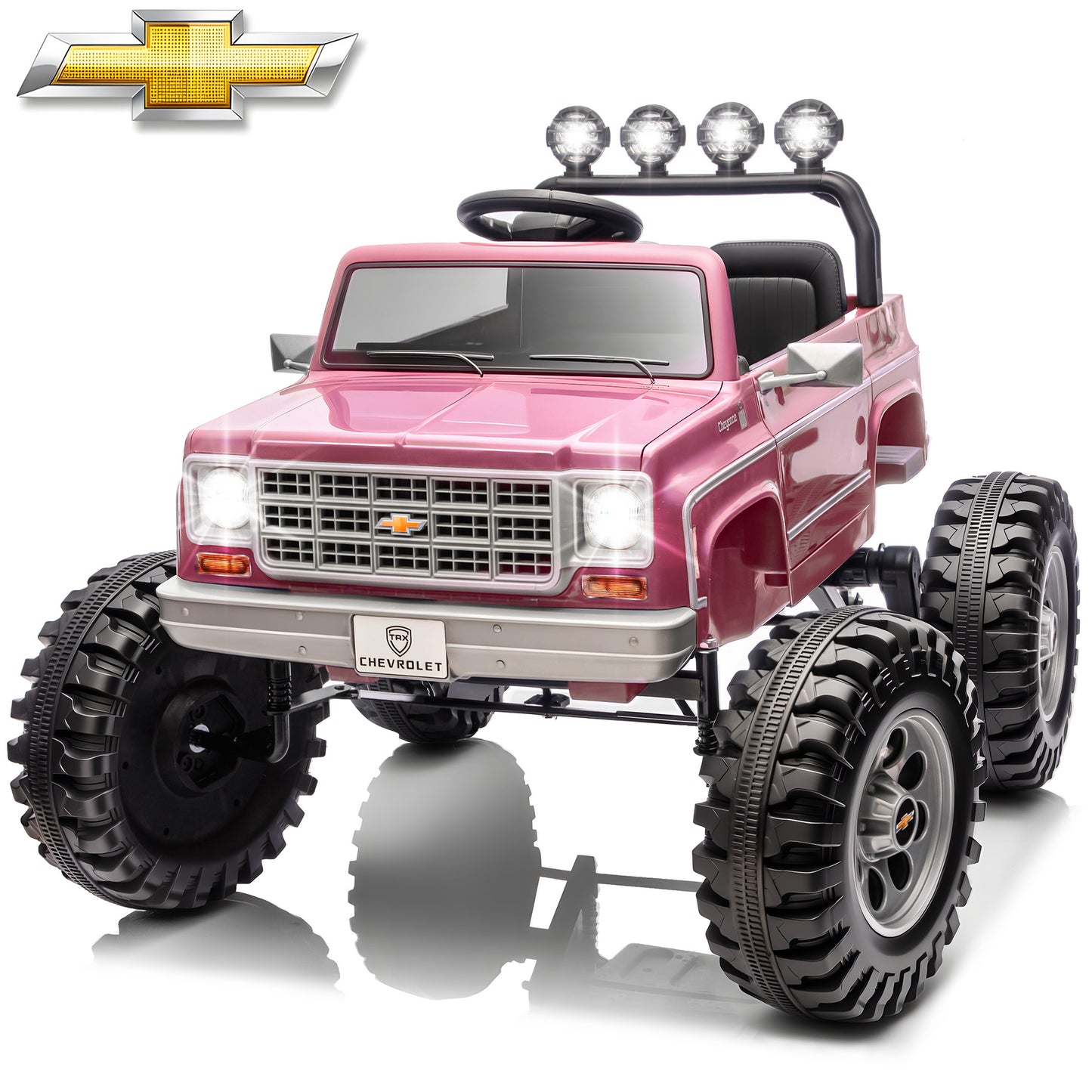 4WD Chevrolet Cheyenne 24 Volt Ride on Toys, Funride  2 Seater Electric Car for Toddler, Power Car Wheels with Remote, Bluetooth, USB, LED Lights, Gray