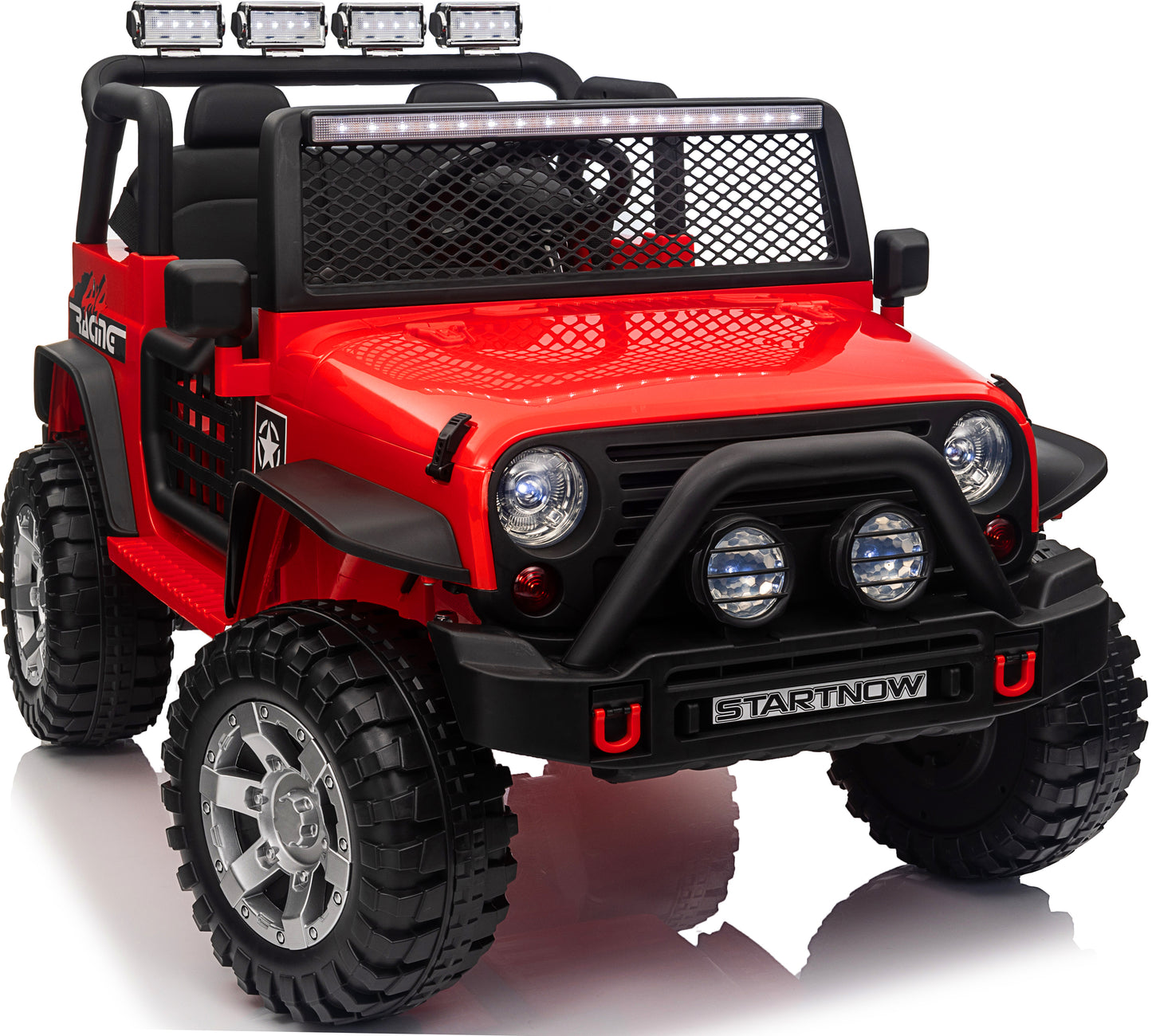 Funride 24V 4x4 Kids Ride on Truck w/ Remote Control, 2 Seater Ride on Toys Car with 4 Wheels Spring Suspension, 3 Speeds, Bluetooth Music for Boys Girls, Rose Pink