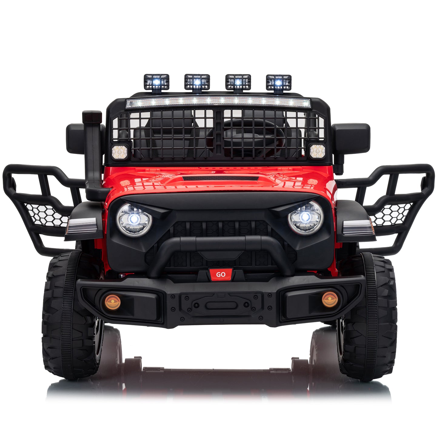 4WD 24 Volt Ride on Toys, Joyracer Electric Truck for Kids, 2 Seater Power Car Wheels with Remote, Bluetooth Music, USB, LED Lights, Black