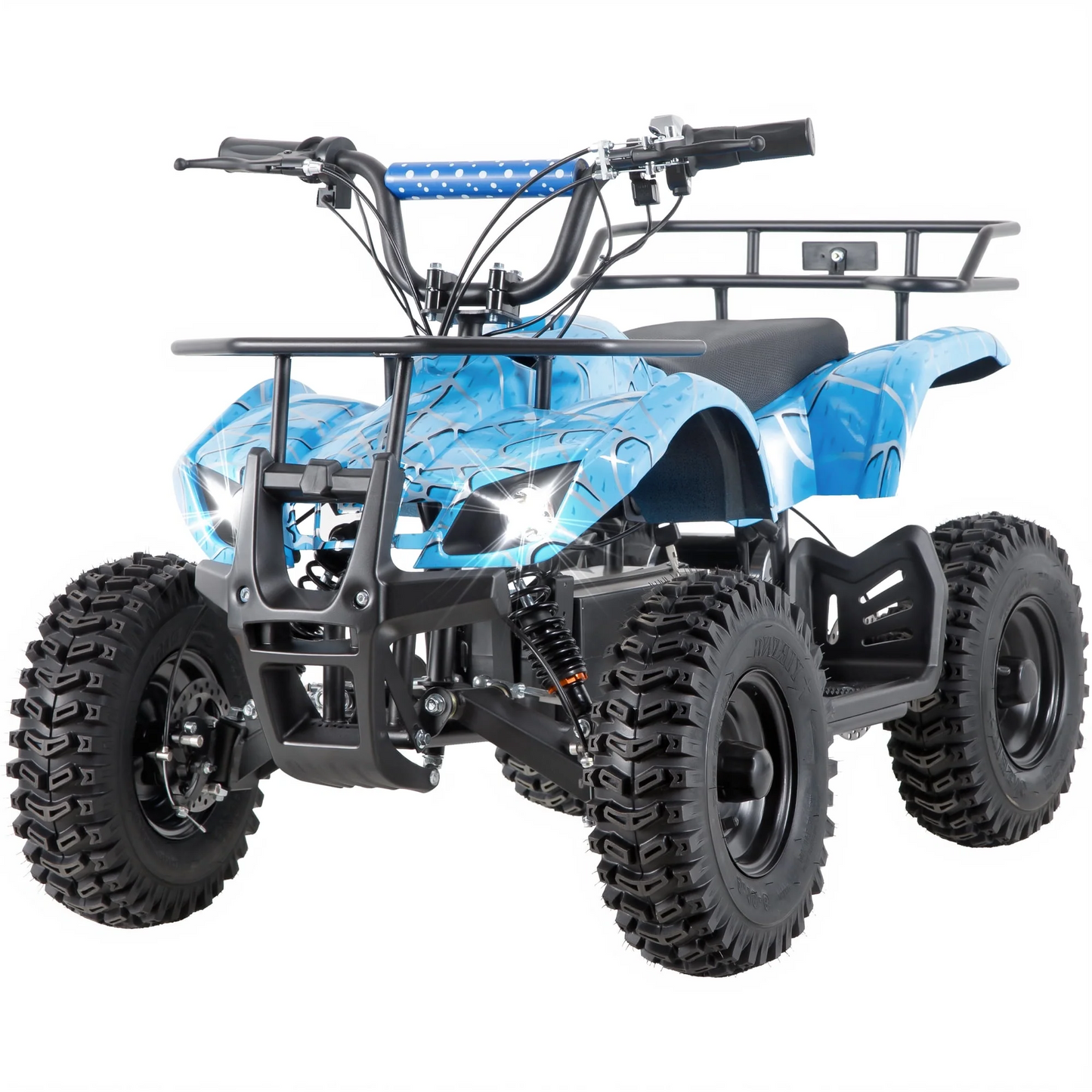 Funride 36V Powered Ride on ATV, Electric Dirt Quad, Power Car Wheel for Big Kids with 500w Motor, Metal Frame, Speed Control, Suspension, IceBlue
