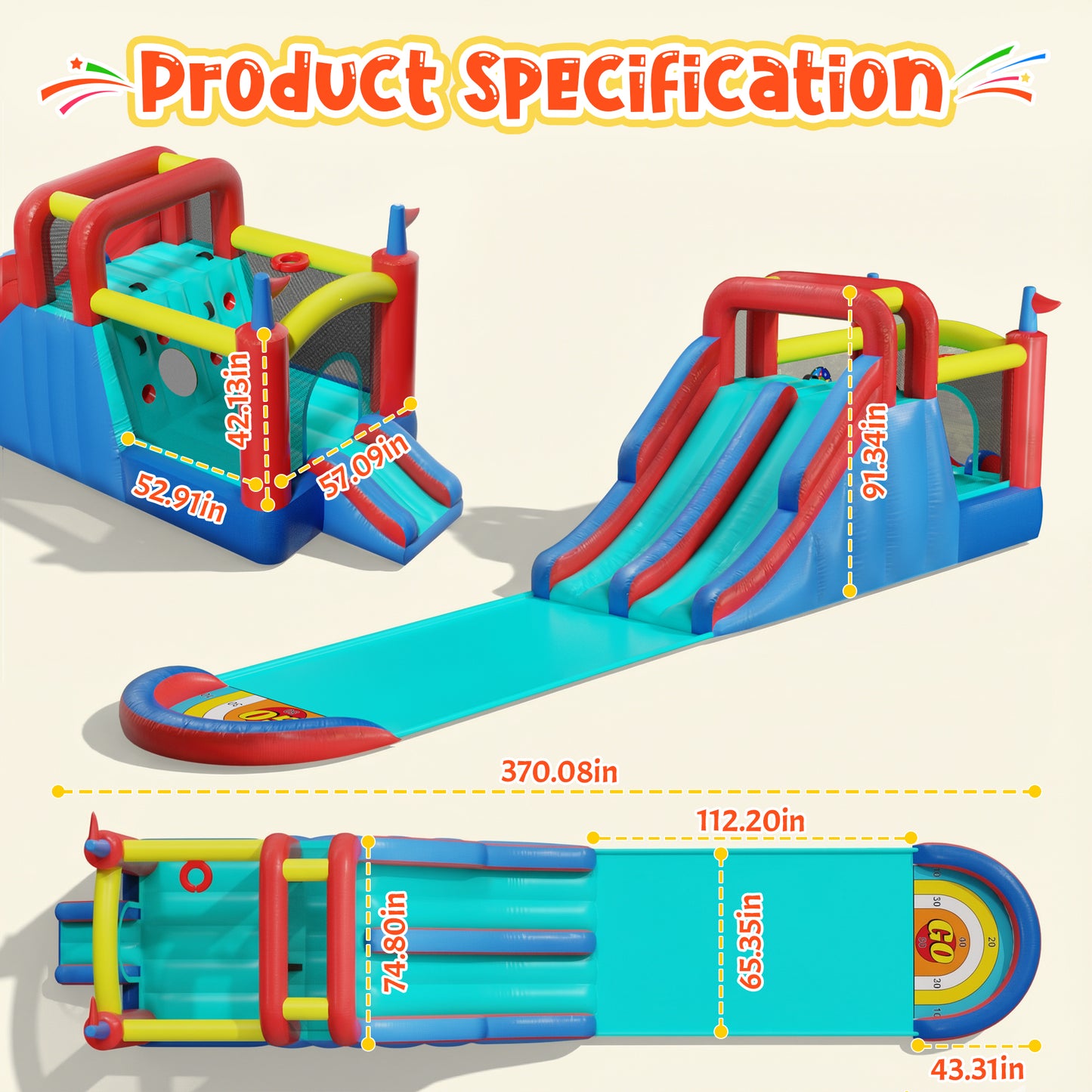 Sunnyfree Inflatable Bouncer House for Kids 3+, 30x6FT Oversized Double Water Slide with Sprinkler and 2 Slip Inflatable Boards