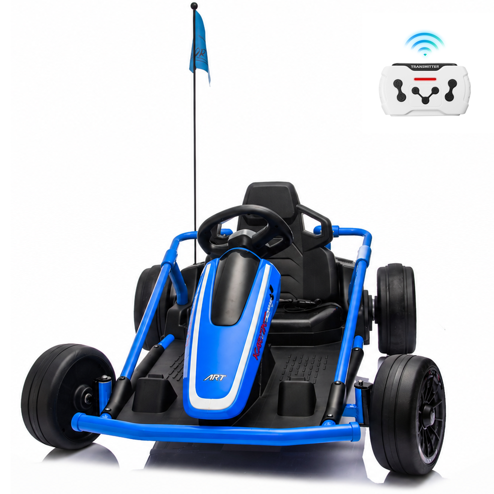 Funride 24V Go Kart for Kids with Remote Control, 14Ah Battery Long Runtime Electric Go Kart for Ages 6–12, Adjustable Speed Up to 10 MPH, Metal Frame, Music & Bluetooth
