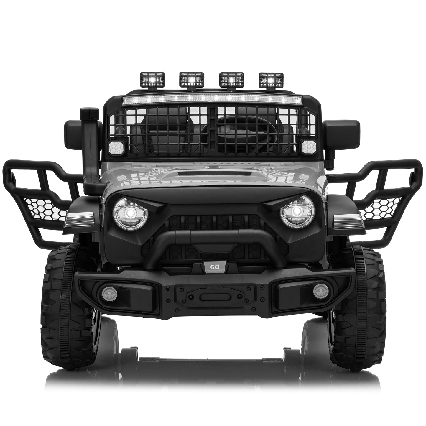4WD 24 Volt Ride on Toys, Joyracer Electric Truck for Kids, 2 Seater Power Car Wheels with Remote, Bluetooth Music, USB, LED Lights, Black