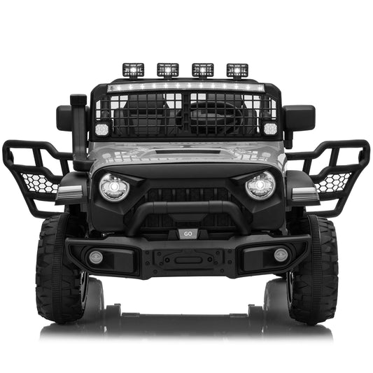 4WD 24 Volt Ride on Toys, Joyracer Electric Truck for Kids, 2 Seater Power Car Wheels with Remote, Bluetooth Music, USB, LED Lights, Black