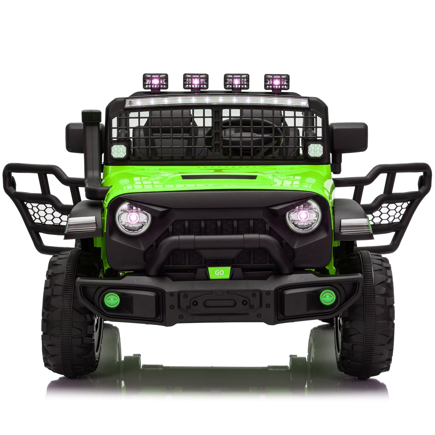 4WD 24 Volt Ride on Toys, Joyracer Electric Truck for Kids, 2 Seater Power Car Wheels with Remote, Bluetooth Music, USB, LED Lights, Black