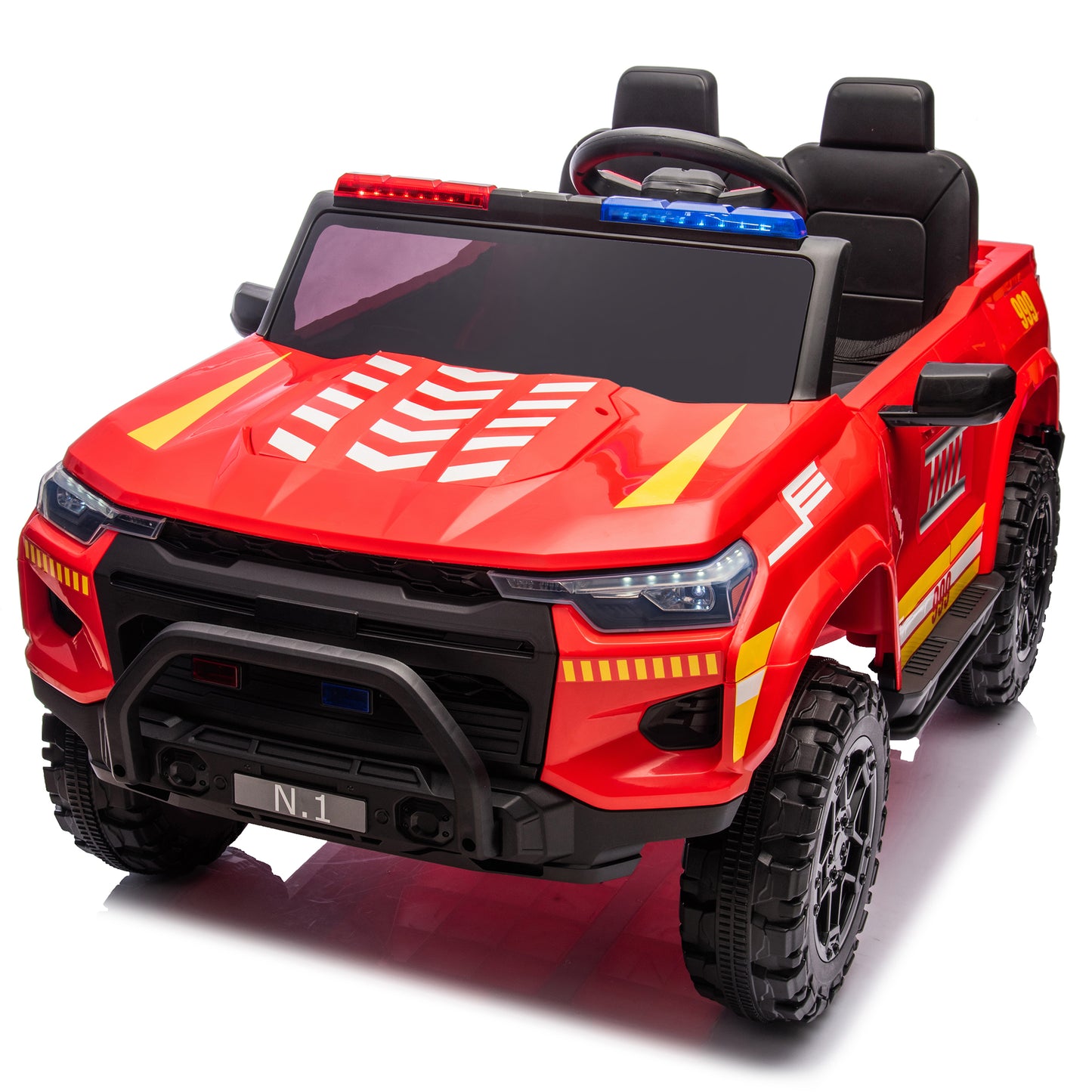 Fire Truck Ride on Toys w/Remote Control, 24V Electric Car for Kids to Drive Firetrucks Kids' Electric Vehicles, Siren, Flashing Lights, Music, Gifts for Toddlers Boys Girls, Red