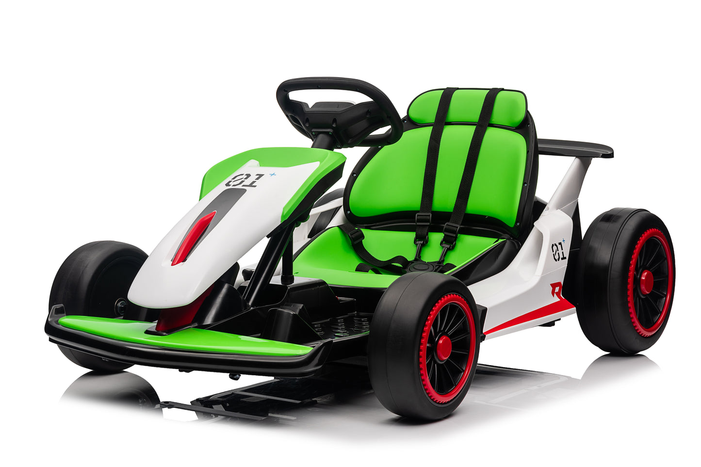 Electric Car Go Kart for Kids, 24V Battery Powered Ride On Racing Car, Gift for Boys Girls Age 6+, Green -3888