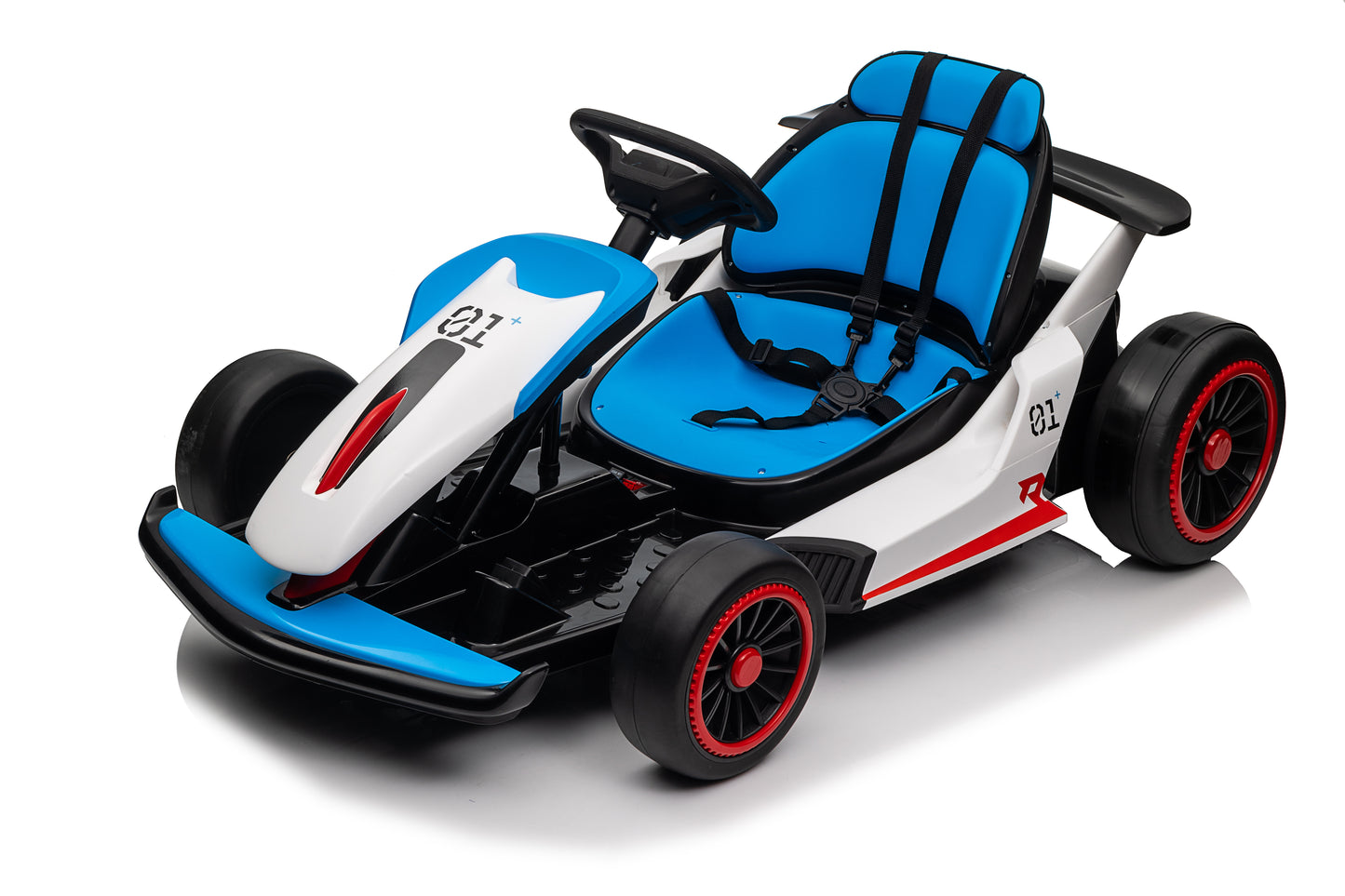 Electric Car Go Kart for Kids, 24V Battery Powered Ride On Racing Car, Gift for Boys Girls Age 6+, Blue -3888