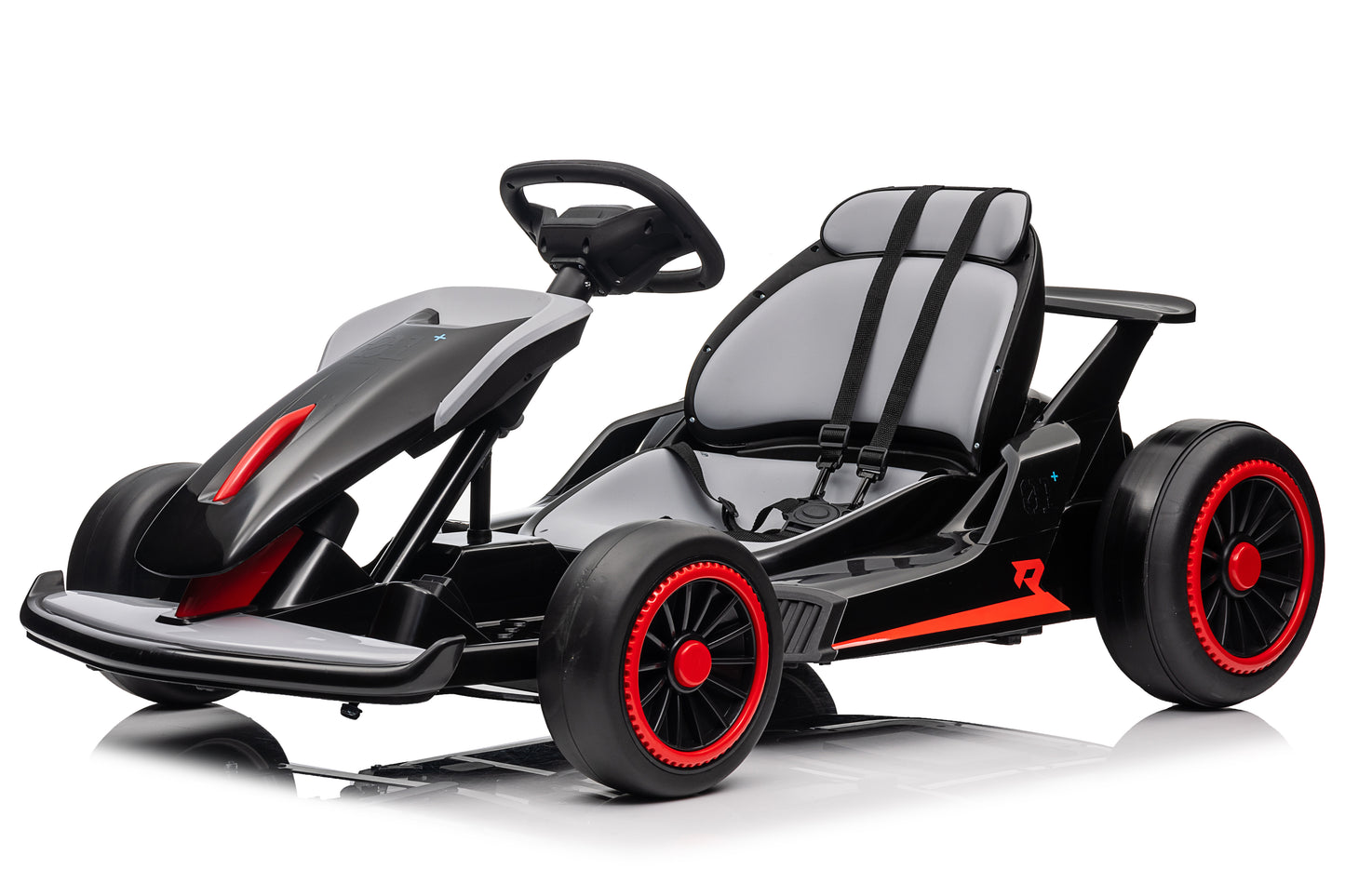 Electric Car Go Kart for Kids, 24V Battery Powered Ride On Racing Car, Gift for Boys Girls Age 6+, Black -3888