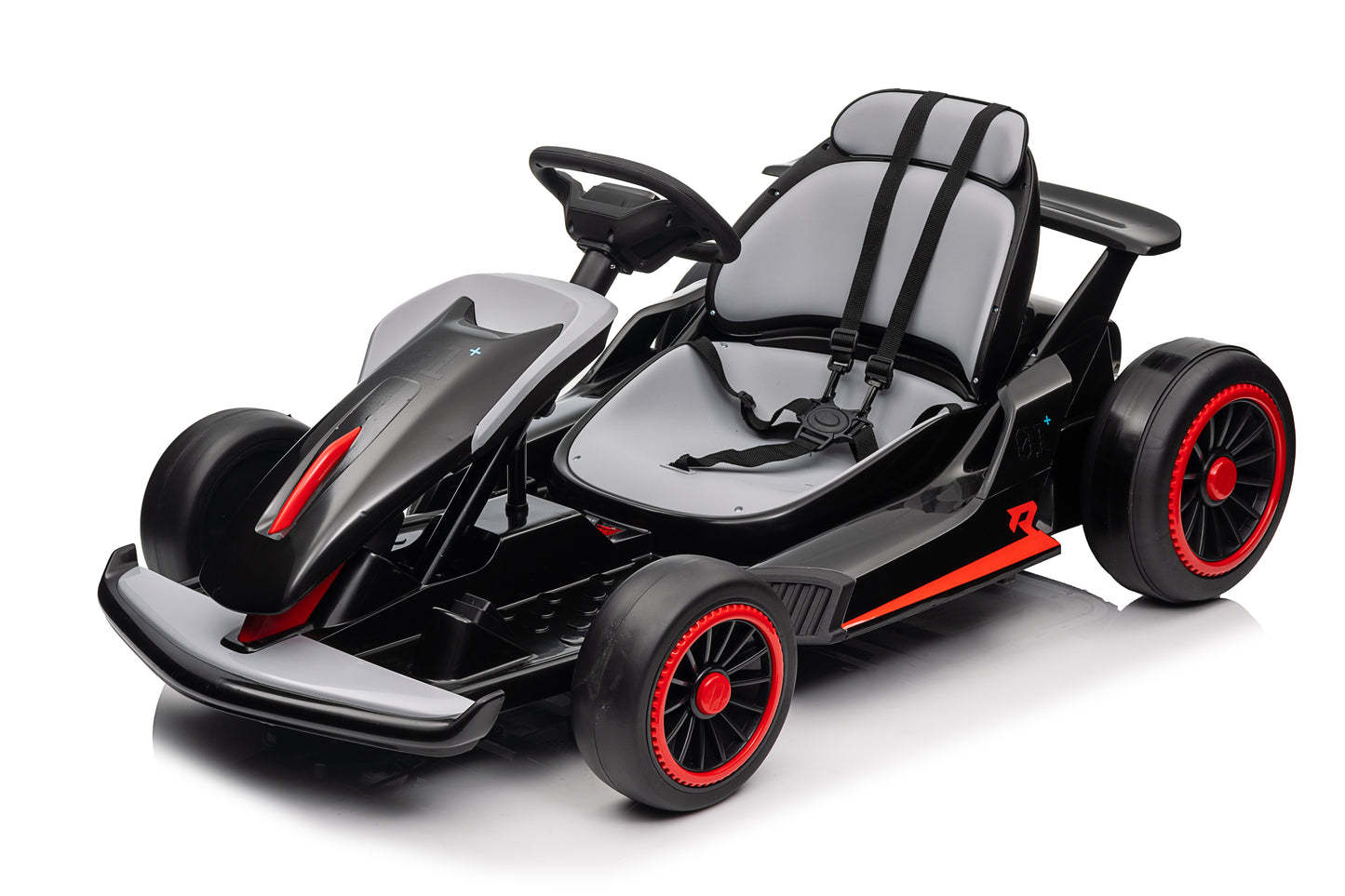 Electric Car Go Kart for Kids, 24V Battery Powered Ride On Racing Car, Gift for Boys Girls Age 6+, Black -3888