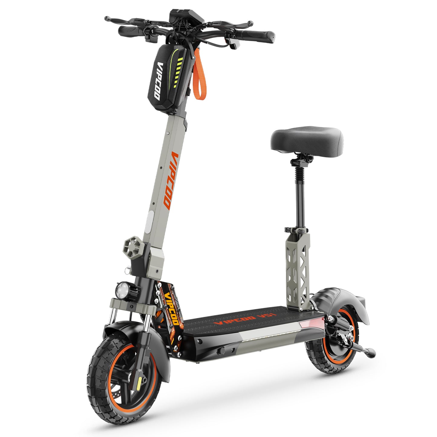 Funride Adult Electric Scooter with Seat, 700W Motor, Dual Suspension & Brakes, 28 MPH, 19 Miles, Foldable Commuter Scooter with Bag, Wide Deck