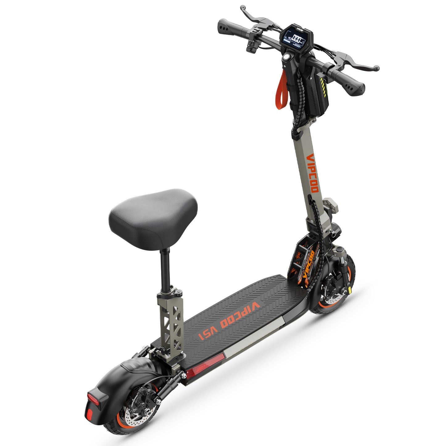 Funride Adult Electric Scooter with Seat, 700W Motor, Dual Suspension & Brakes, 28 MPH, 19 Miles, Foldable Commuter Scooter with Bag, Wide Deck